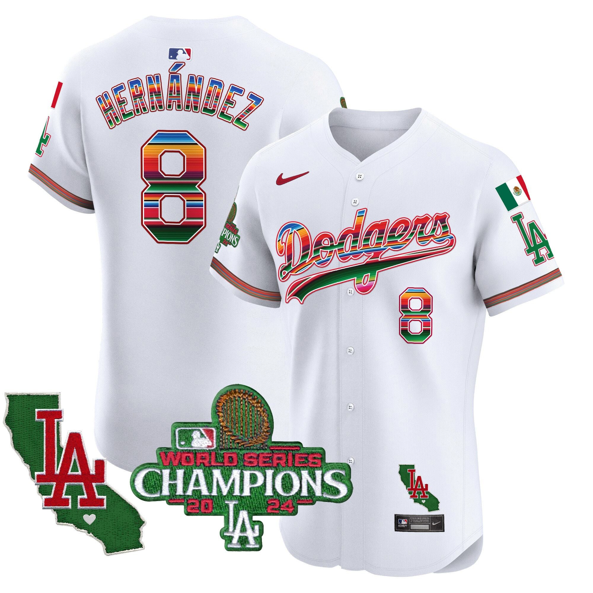 Men's Dodgers Mexico 2024 World Series Champions Vapor Premier Elite Jersey - All Stitched