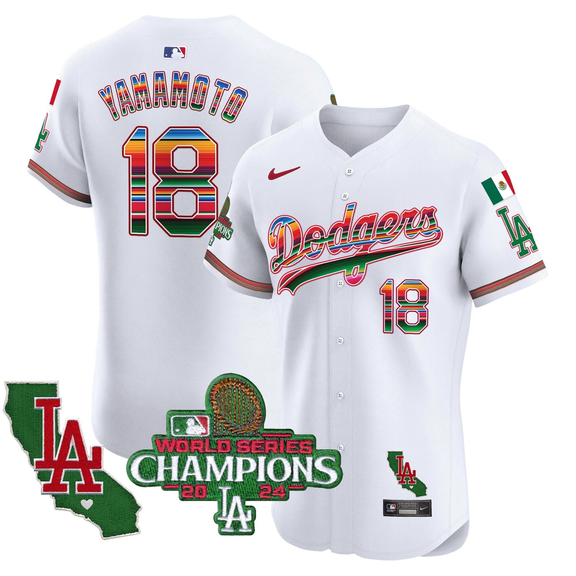 Men's Dodgers Mexico 2024 World Series Champions Vapor Premier Elite Jersey - All Stitched
