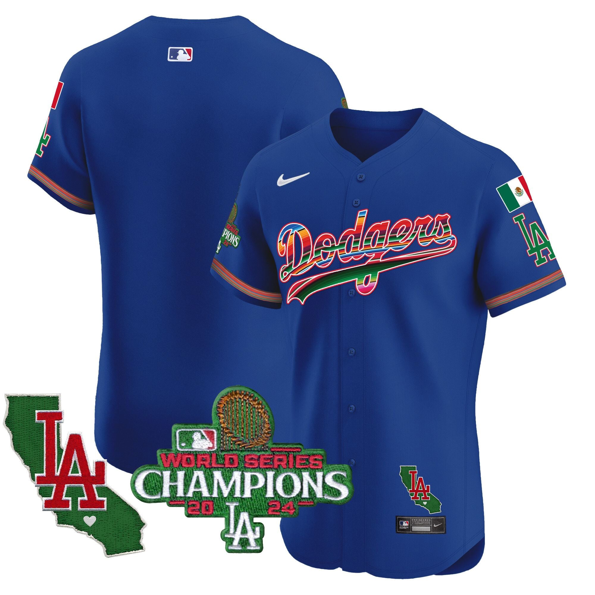 Men's Dodgers Mexico 2024 World Series Champions Vapor Premier Elite Jersey - All Stitched