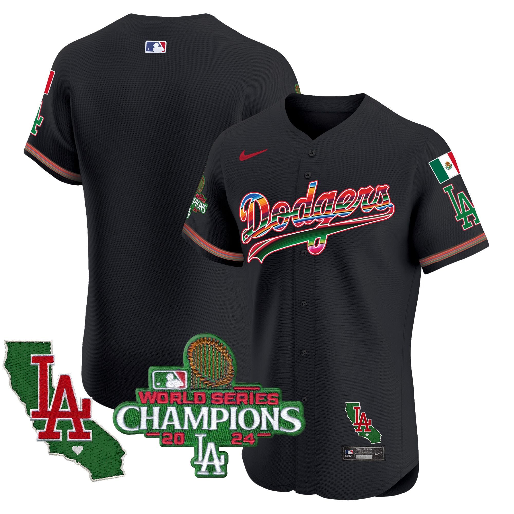 Men's Dodgers Mexico 2024 World Series Champions Vapor Premier Elite Jersey - All Stitched