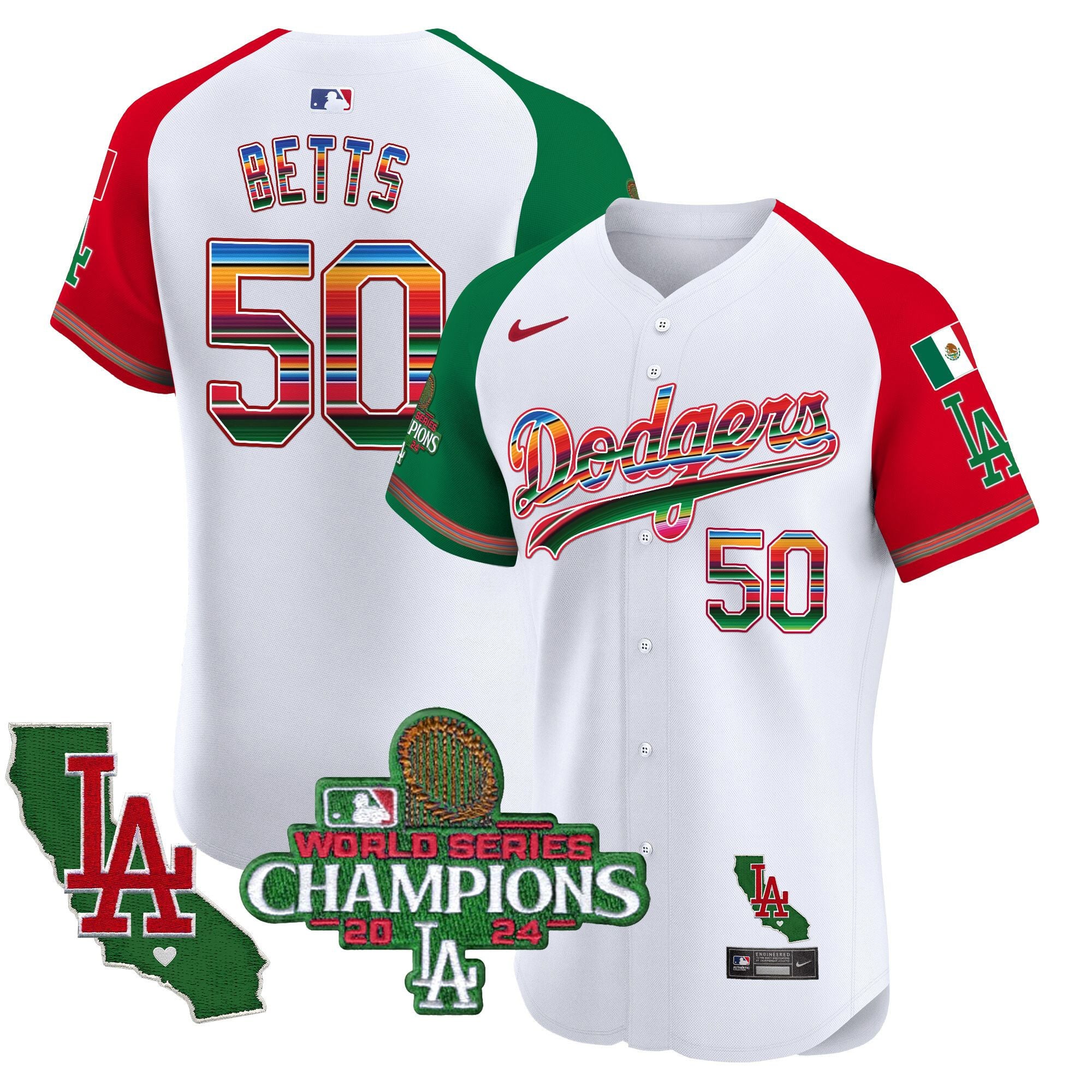 Men's Dodgers Mexico 2024 World Series Champions Vapor Premier Elite Jersey - All Stitched