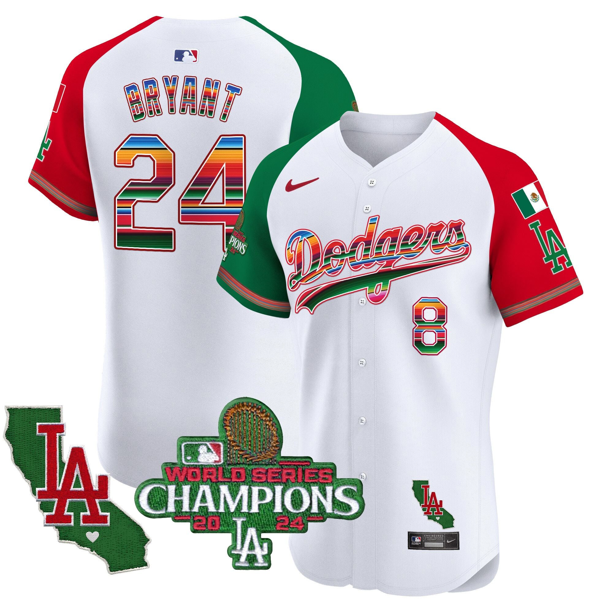 Men's Dodgers Mexico 2024 World Series Champions Vapor Premier Elite Jersey - All Stitched