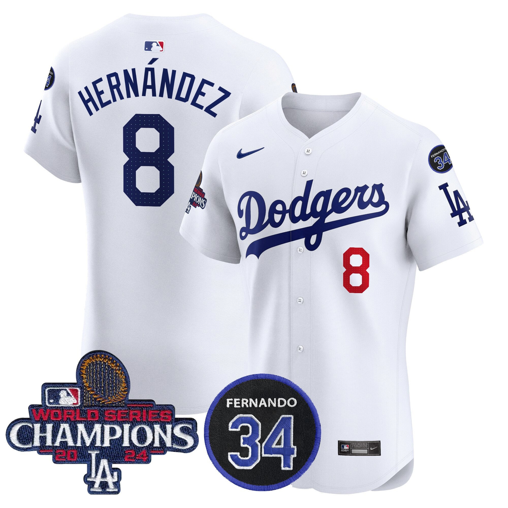 Men's Dodgers 2024 World Series Champions Patch Vapor Premier Elite Jersey V2 - All Stitched