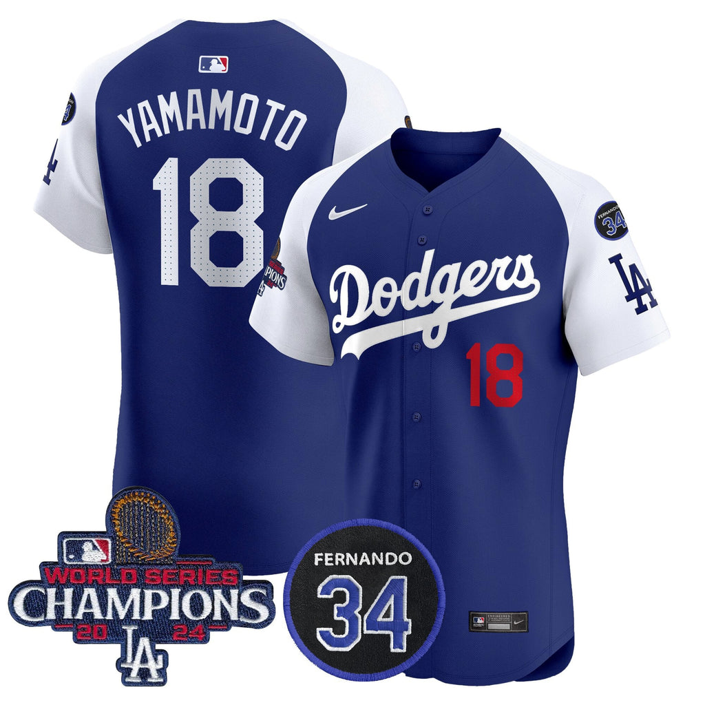 Men's Dodgers 2024 World Series Champions Patch Vapor Premier Elite Jersey V2 - All Stitched