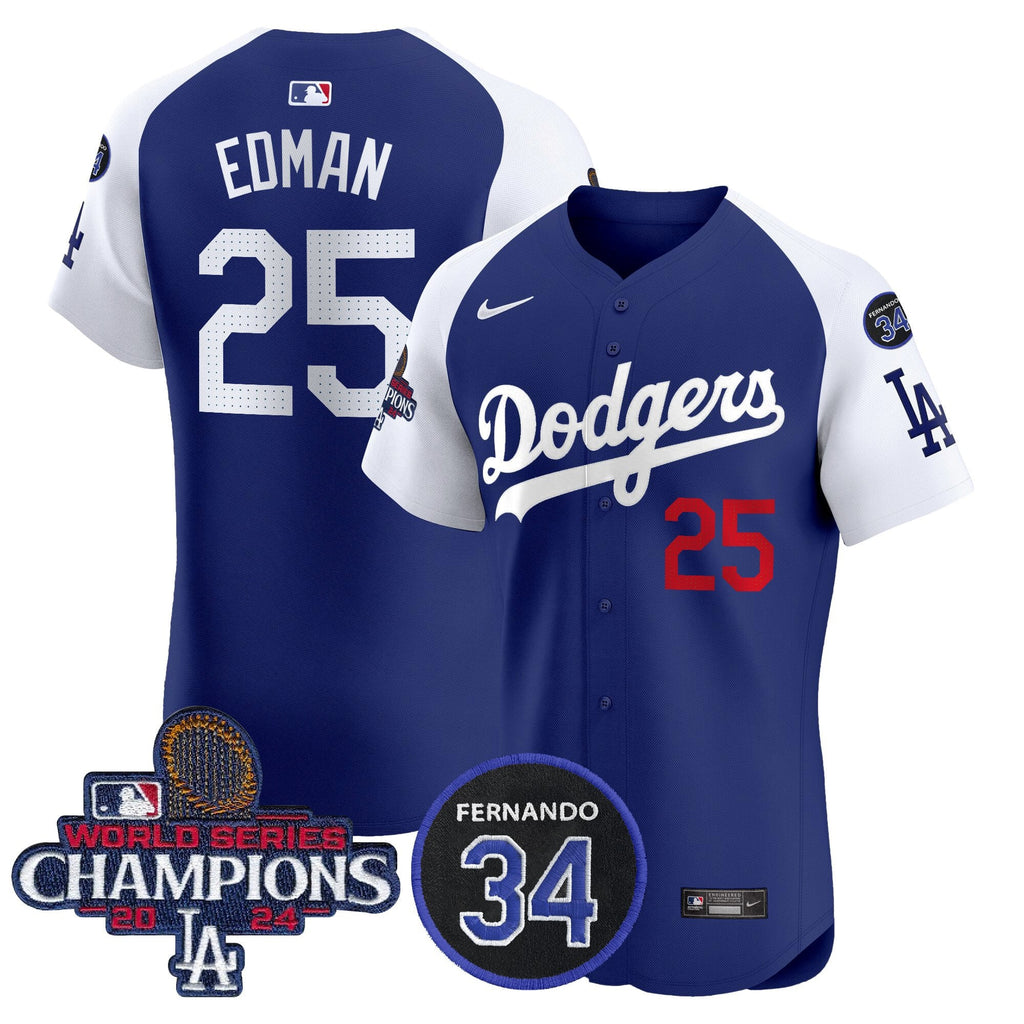 Men's Dodgers 2024 World Series Champions Patch Vapor Premier Elite Jersey V2 - All Stitched