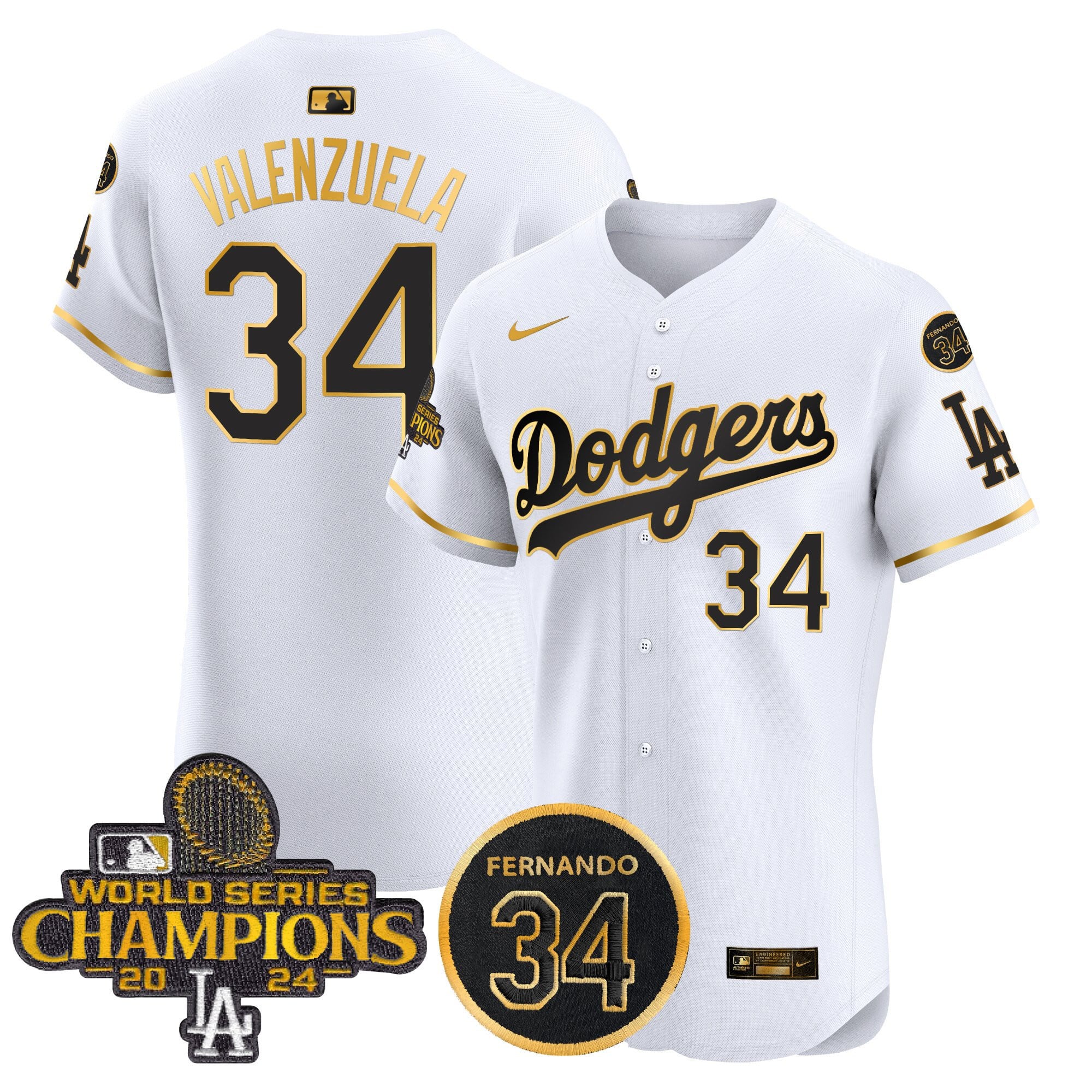 Men's Dodgers 2024 World Series Champions Patch Vapor Premier Elite Jersey V2 - All Stitched