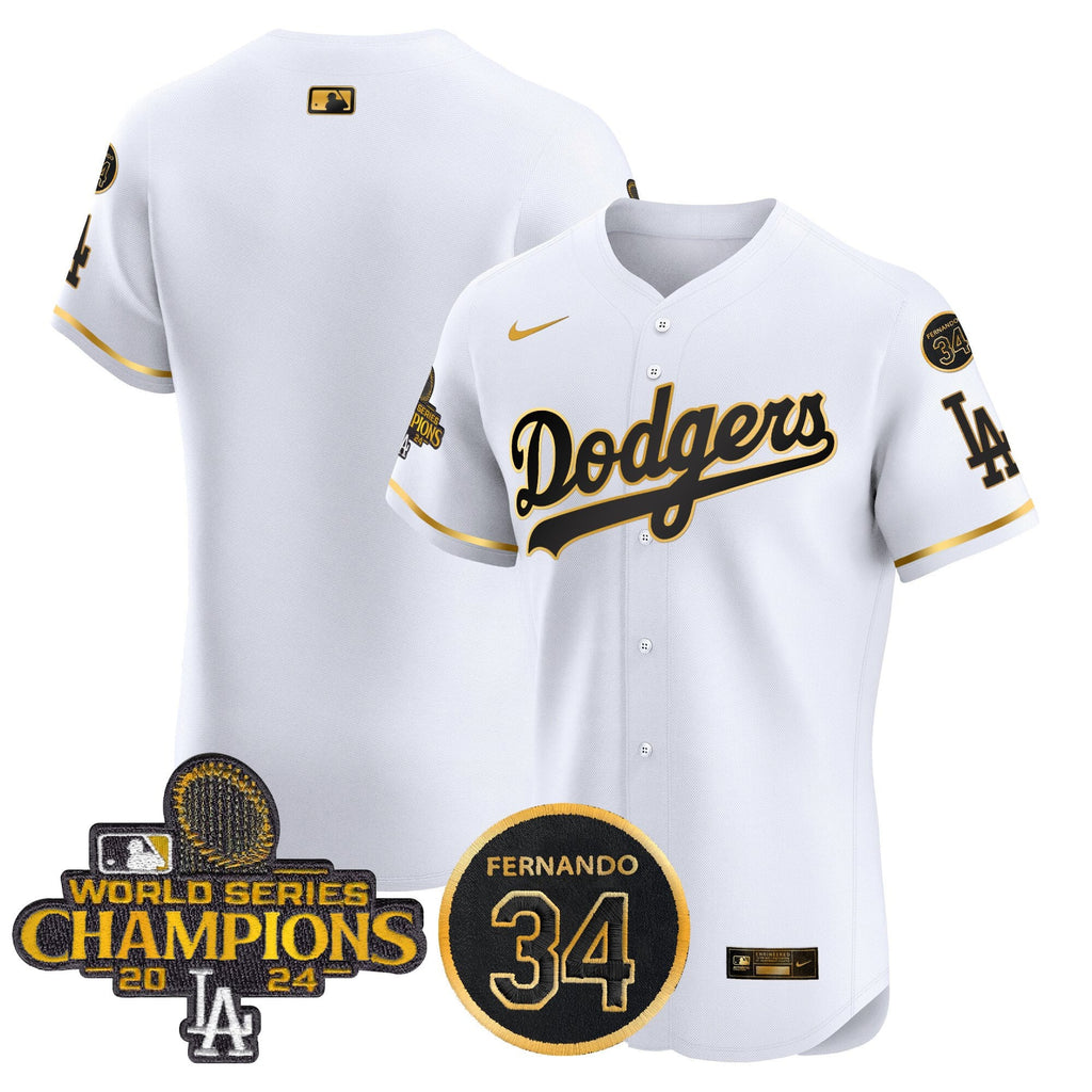 Men's Dodgers 2024 World Series Champions Patch Vapor Premier Elite Jersey V2 - All Stitched