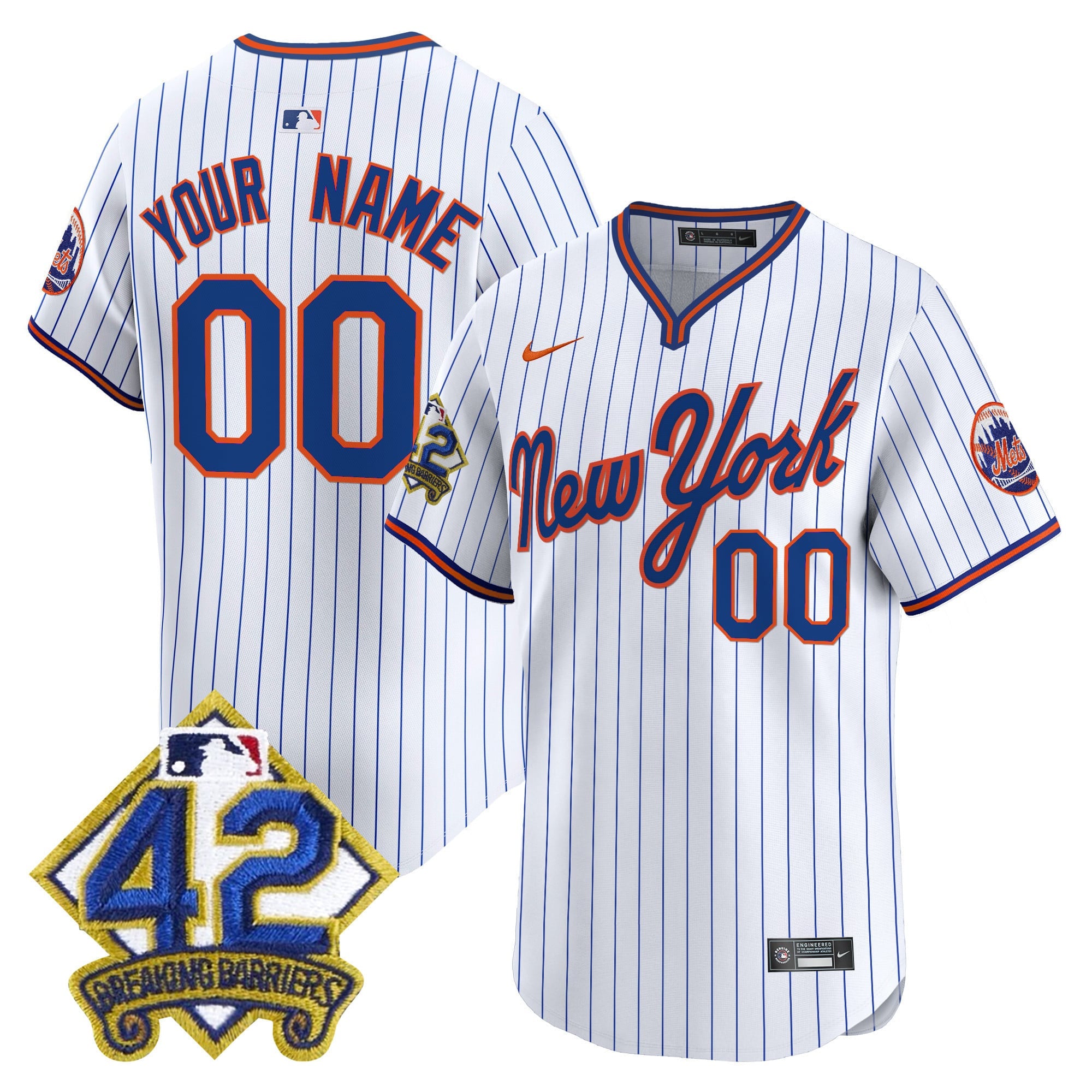 New York Mets 2025 Jackie Robinson Patch Road Alternate Custom Jersey  All Stitched