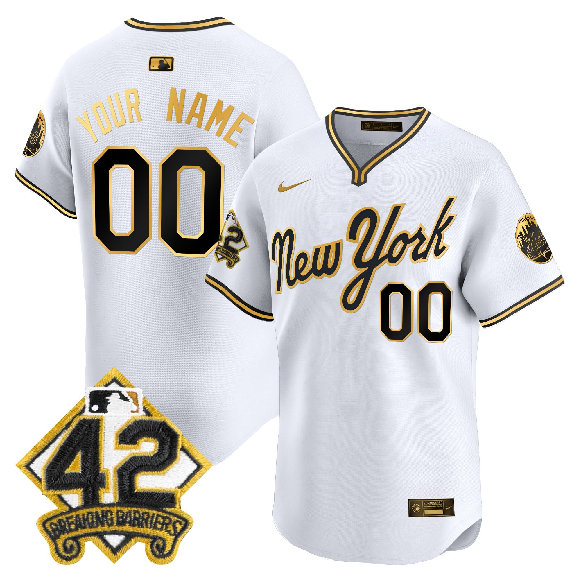 New York Mets 2025 Jackie Robinson Patch Road Alternate Custom Jersey  All Stitched
