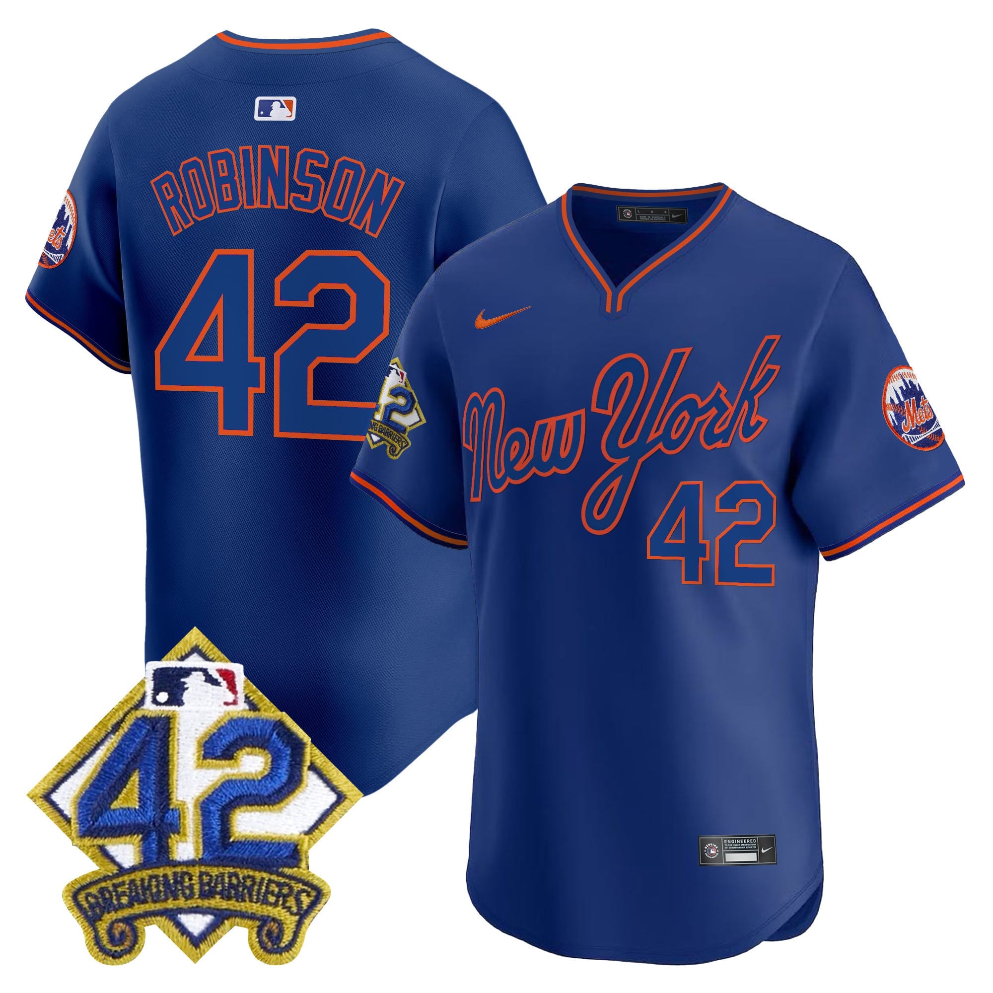 Men's New York Mets 2025 Jackie Robinson Patch Road Alternate Jersey  All Stitched