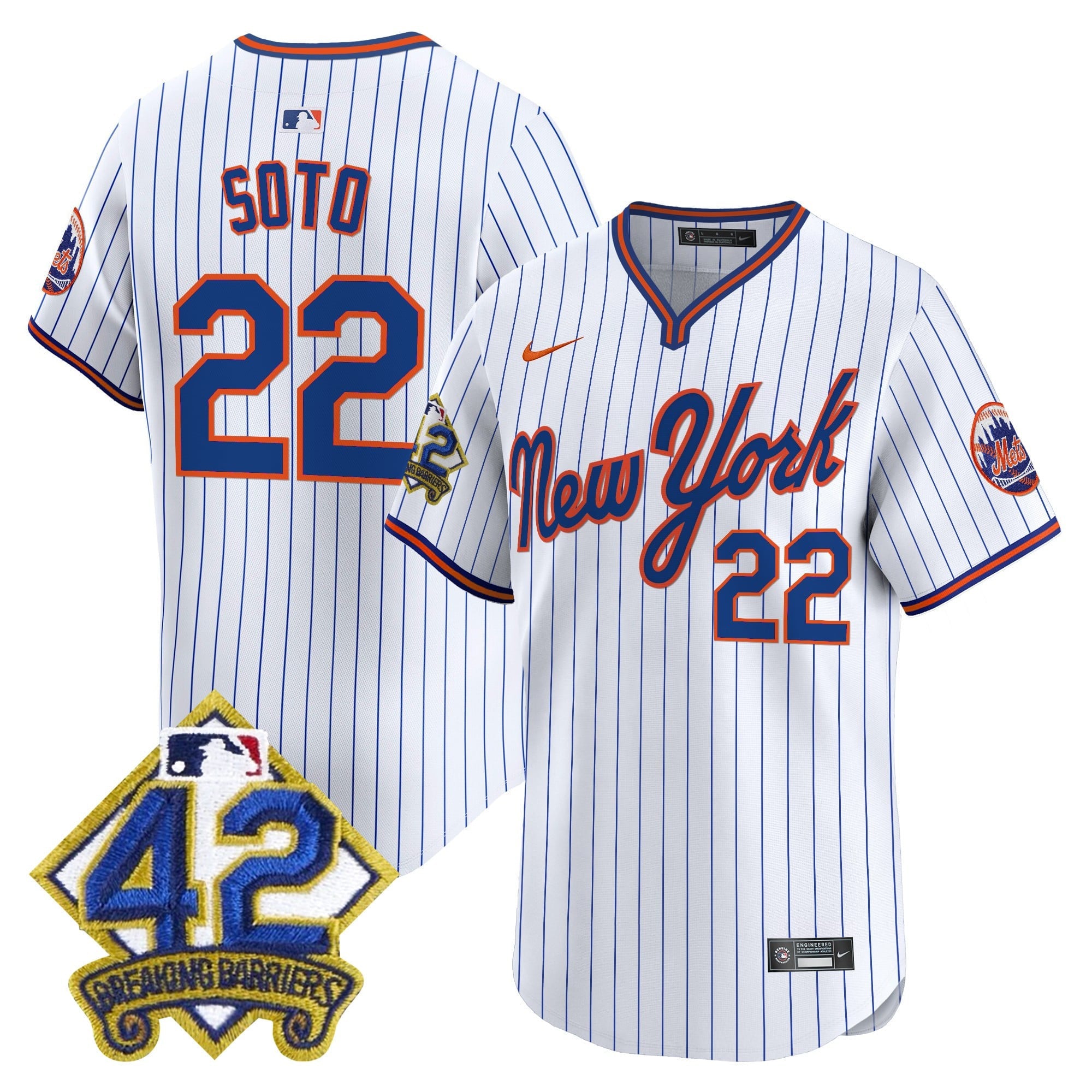 Men's New York Mets 2025 Jackie Robinson Patch Road Alternate Jersey  All Stitched