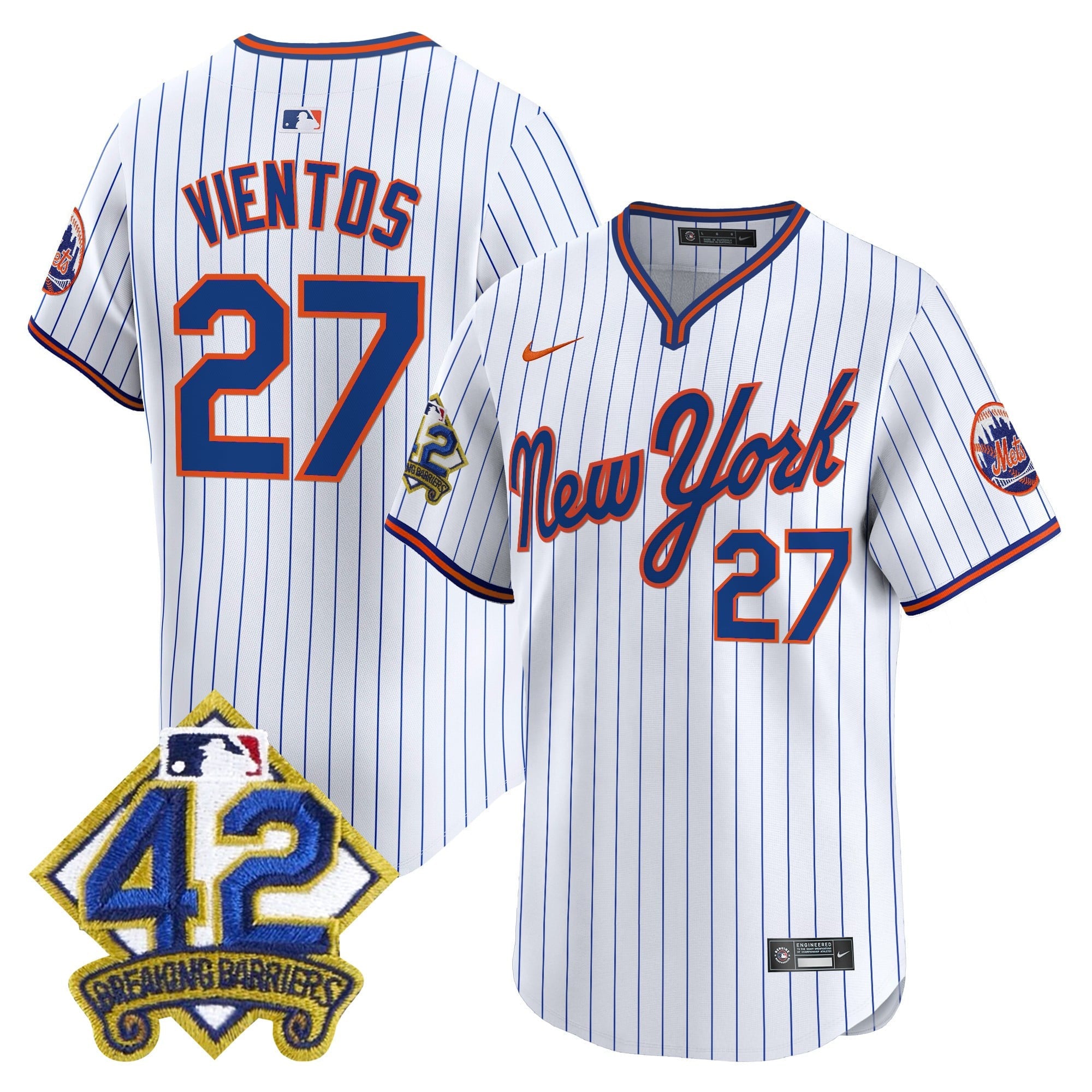 Men's New York Mets 2025 Jackie Robinson Patch Road Alternate Jersey  All Stitched