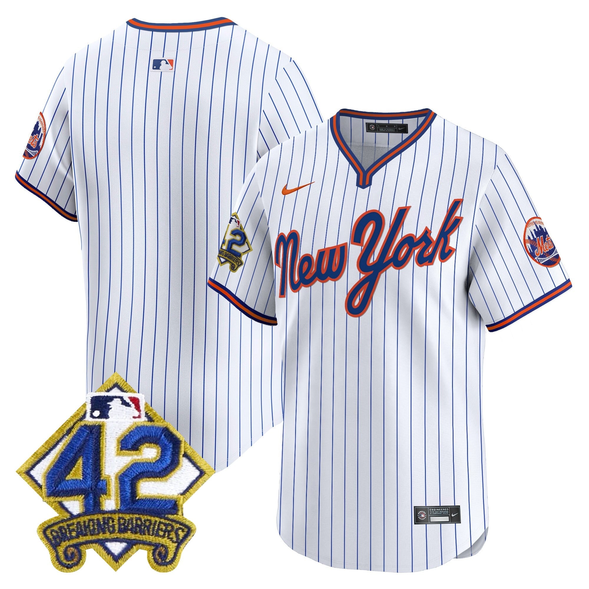 Men's New York Mets 2025 Jackie Robinson Patch Road Alternate Jersey  All Stitched