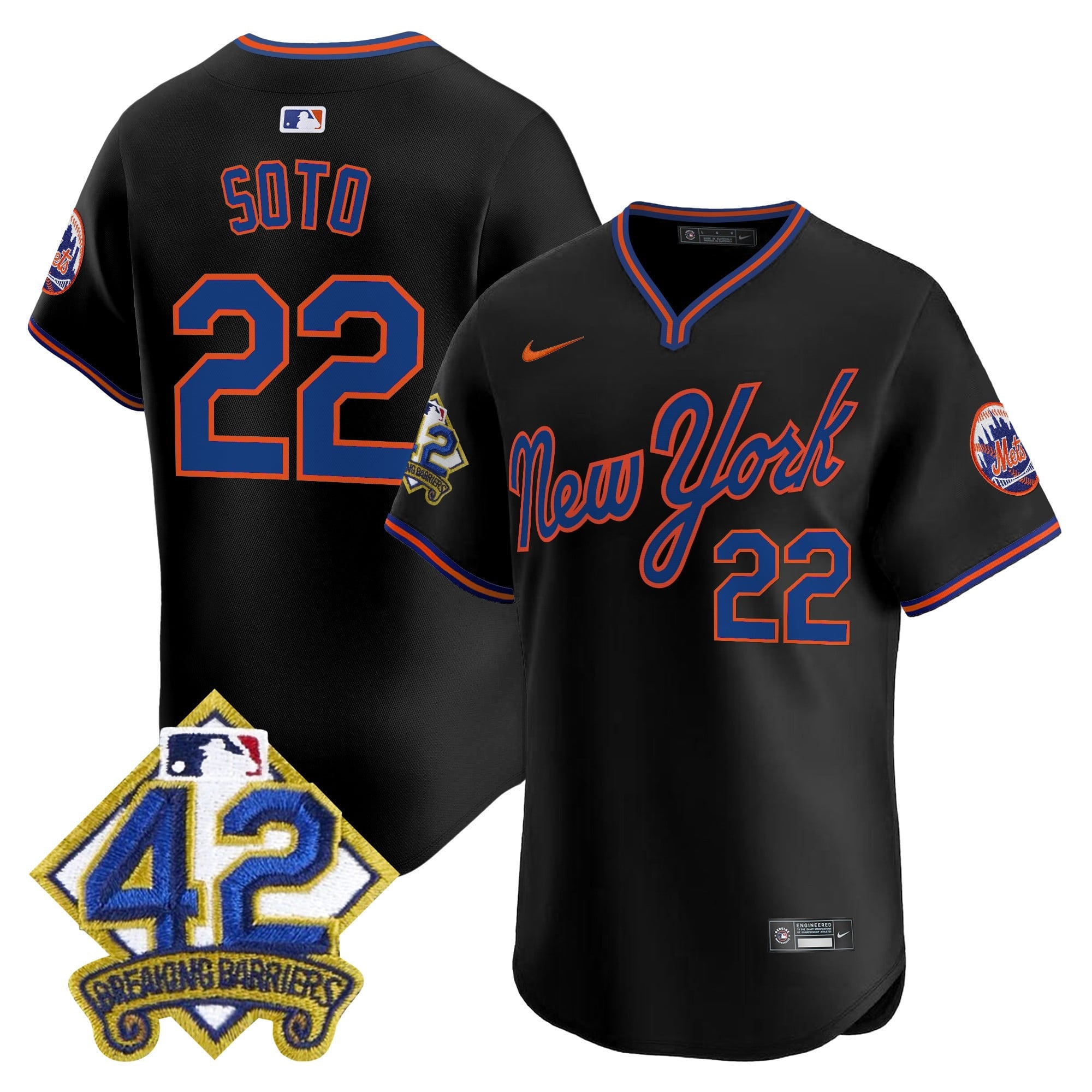 Men's New York Mets 2025 Jackie Robinson Patch Road Alternate Jersey  All Stitched