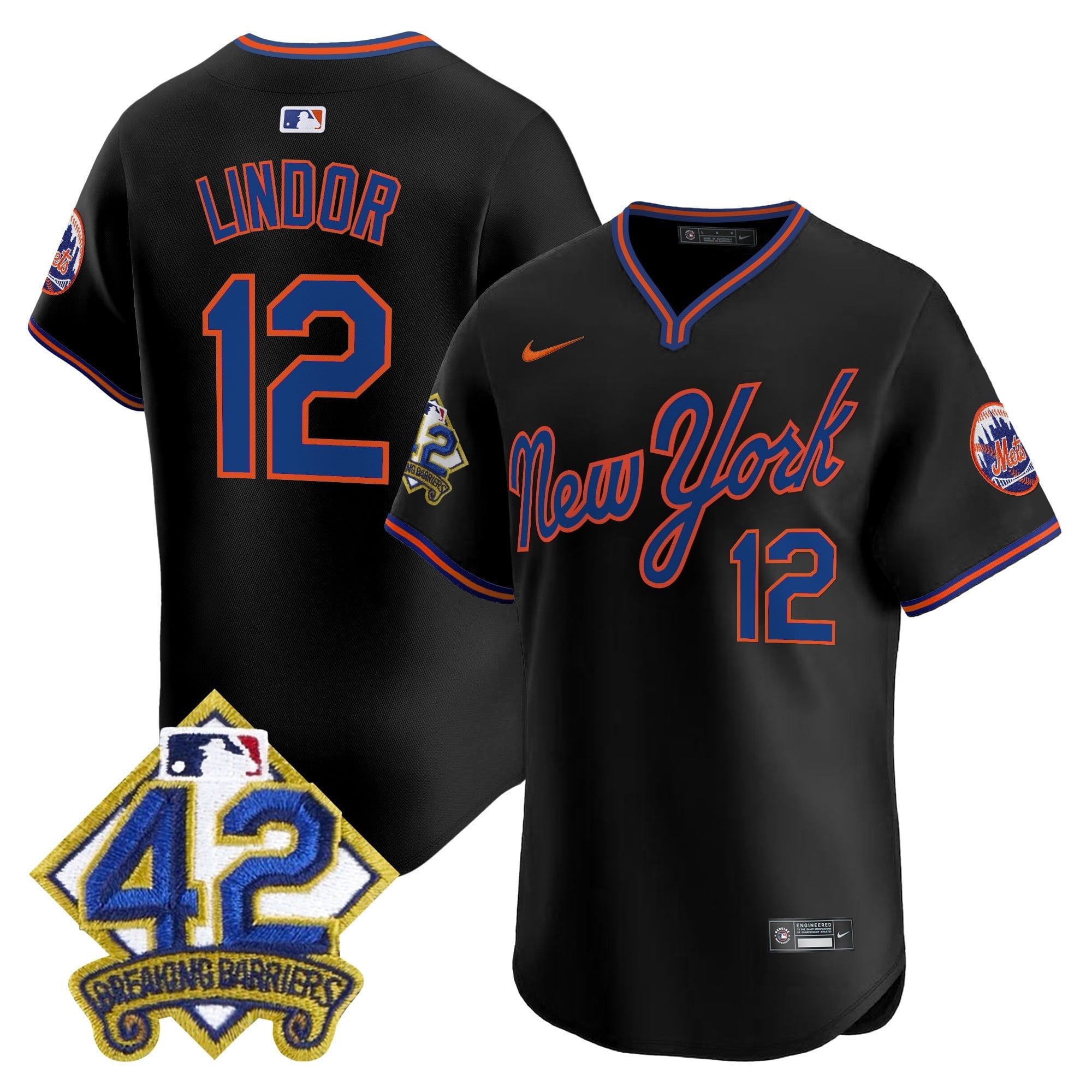 Men's New York Mets 2025 Jackie Robinson Patch Road Alternate Jersey  All Stitched