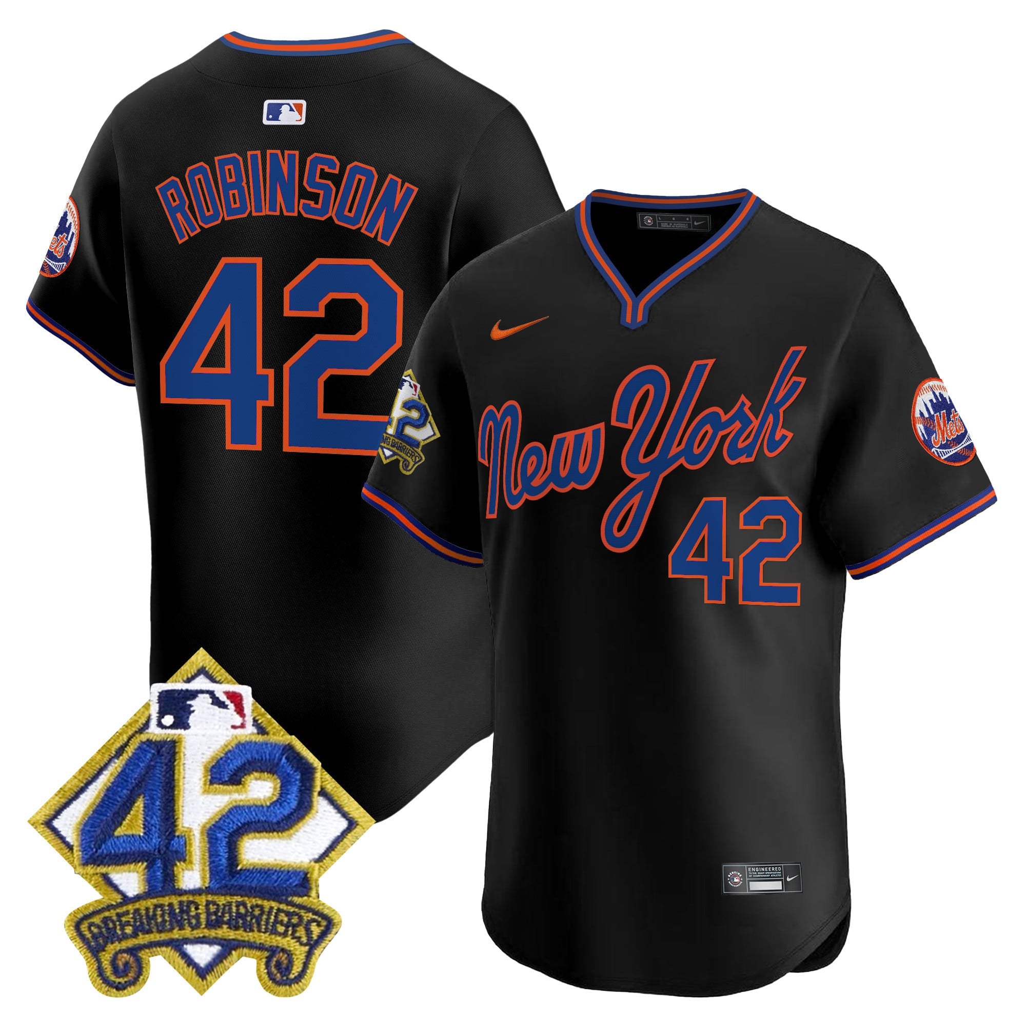 Men's New York Mets 2025 Jackie Robinson Patch Road Alternate Jersey  All Stitched