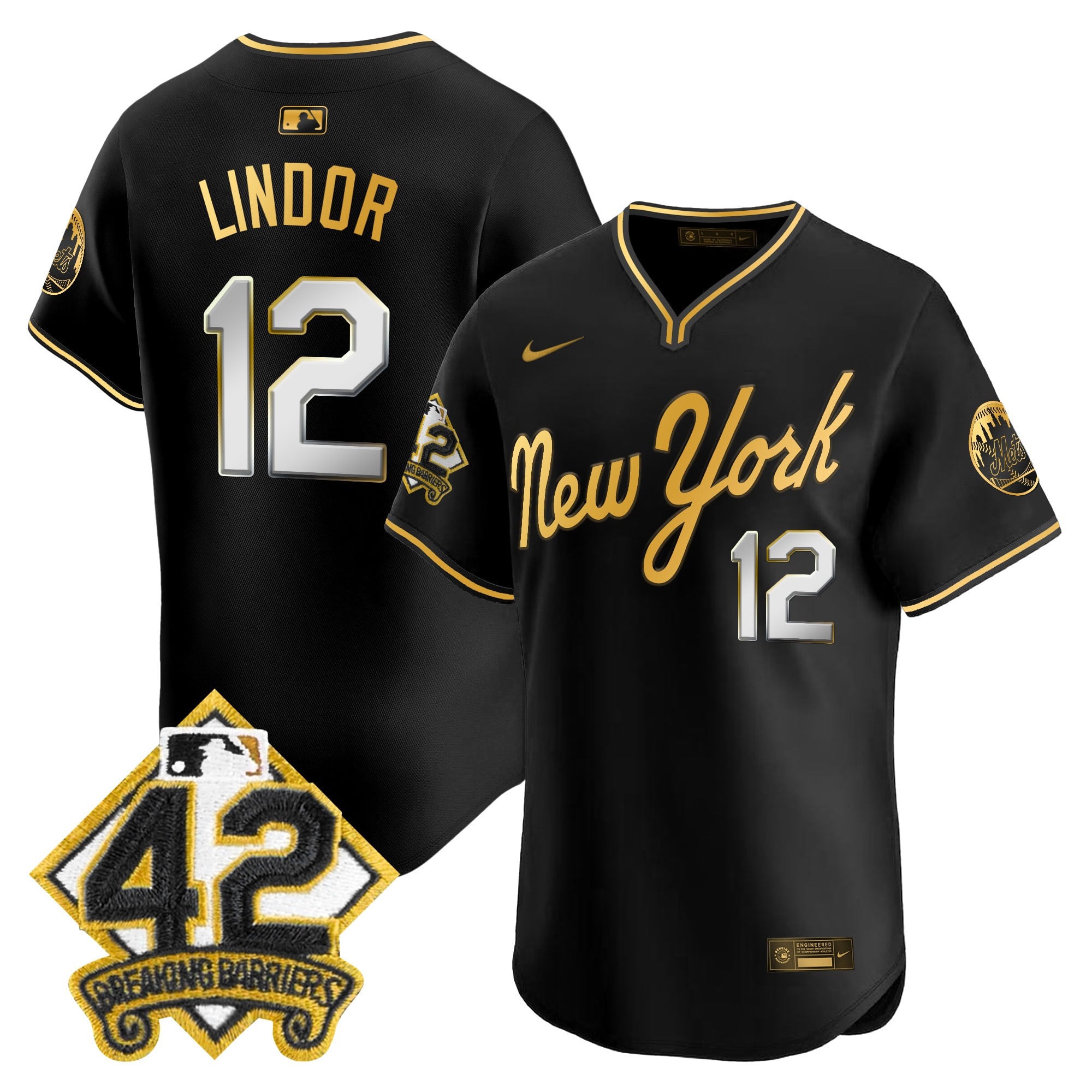 Men's New York Mets 2025 Jackie Robinson Patch Road Alternate Jersey  All Stitched