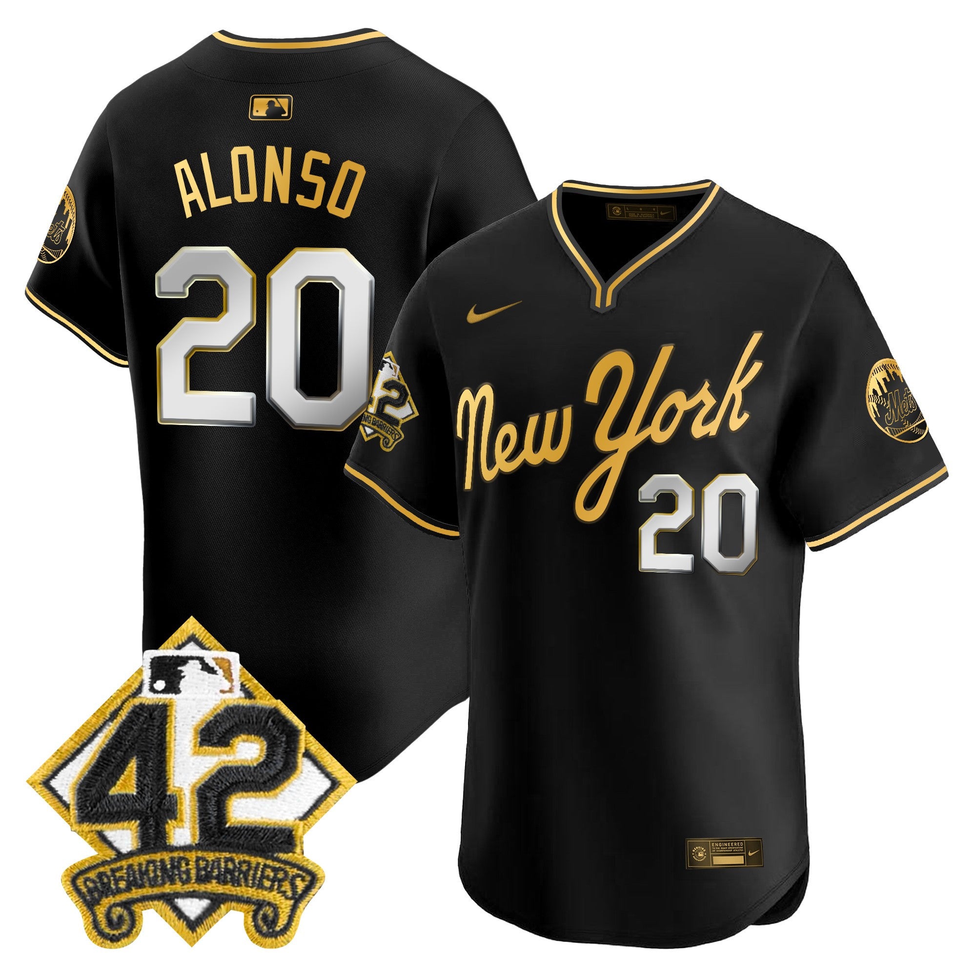 Men's New York Mets 2025 Jackie Robinson Patch Road Alternate Jersey  All Stitched