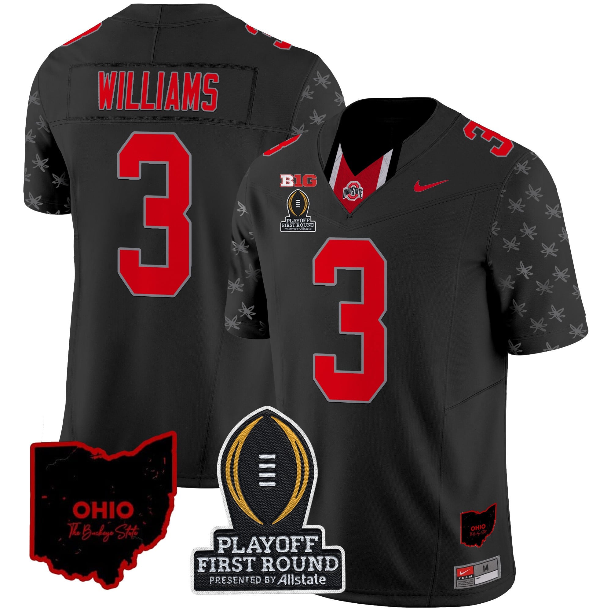 Men's Ohio State Buckeyes 2024 Playoff First Round Patch Vapor Limited Jersey - All Stitched