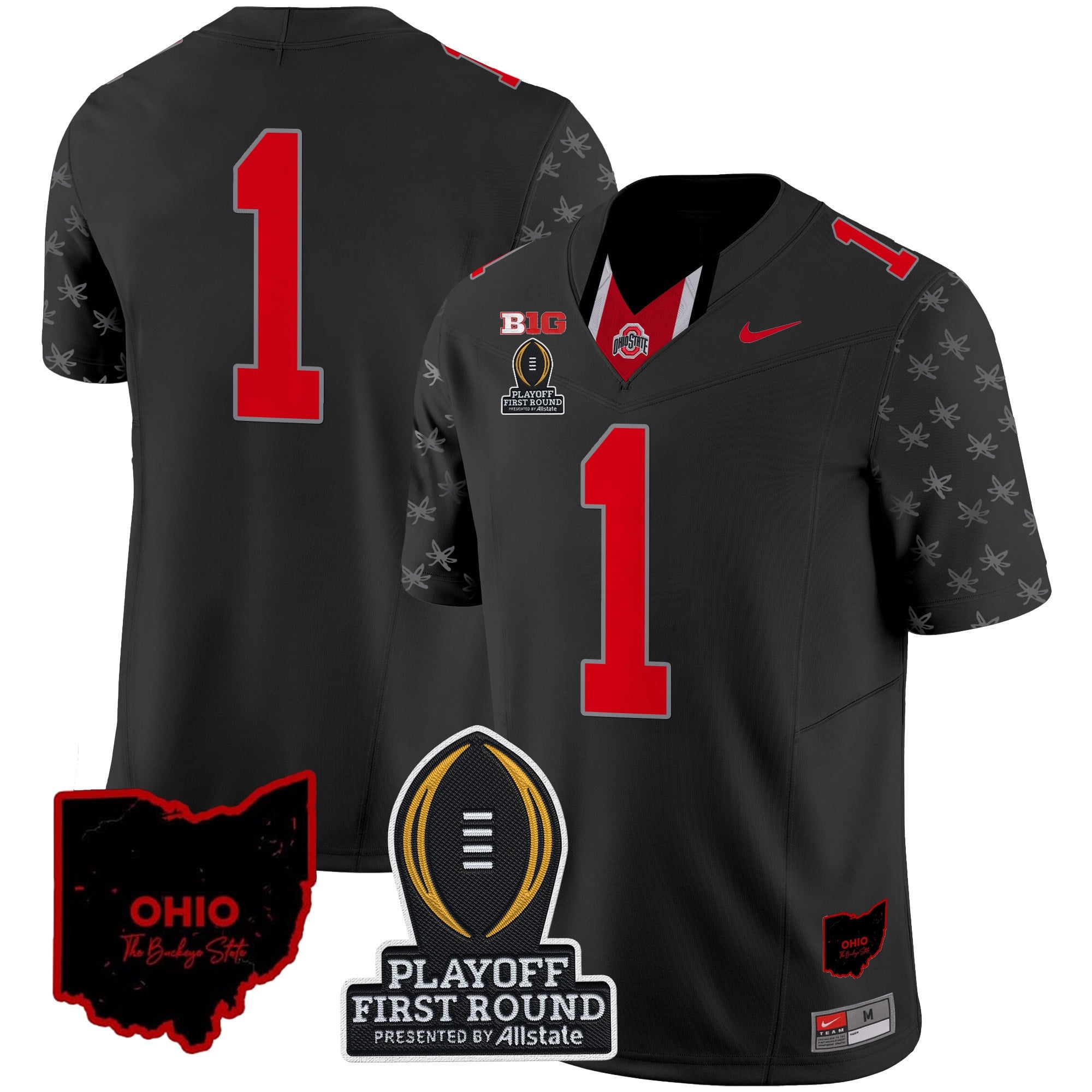 Men's Ohio State Buckeyes 2024 Playoff First Round Patch Vapor Limited Jersey - All Stitched