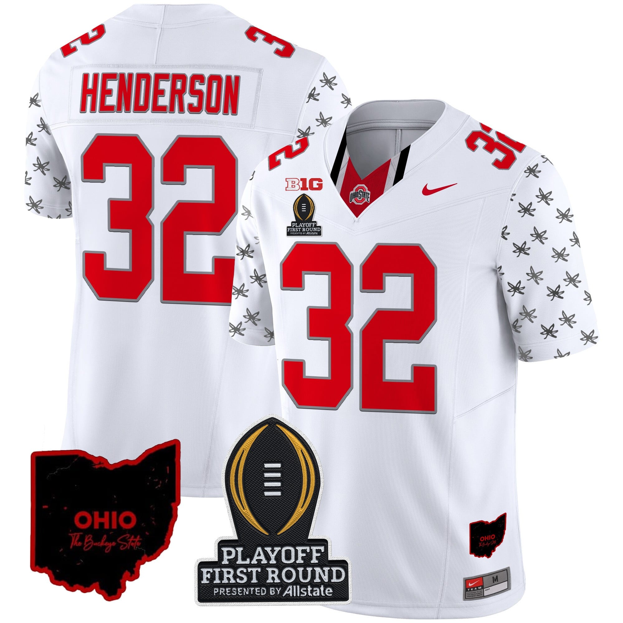 Men's Ohio State Buckeyes 2024 Playoff First Round Patch Vapor Limited Jersey - All Stitched