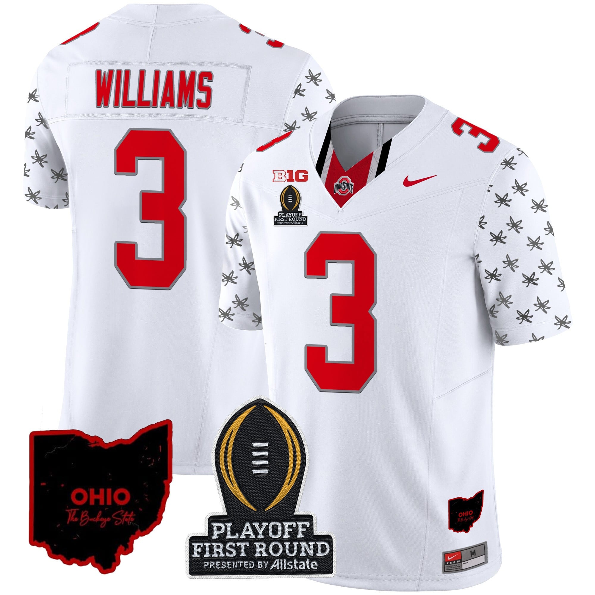Men's Ohio State Buckeyes 2024 Playoff First Round Patch Vapor Limited Jersey - All Stitched