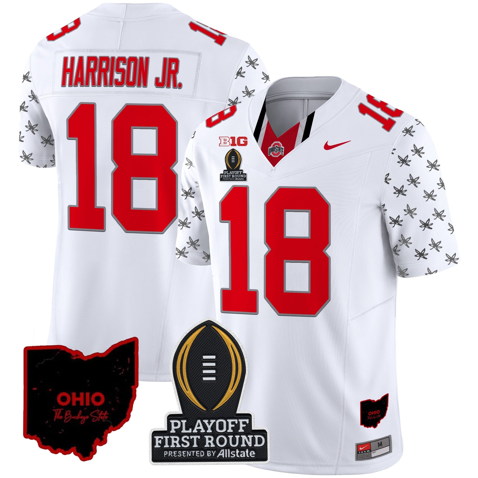 Men's Ohio State Buckeyes 2024 Playoff First Round Patch Vapor Limited Jersey - All Stitched