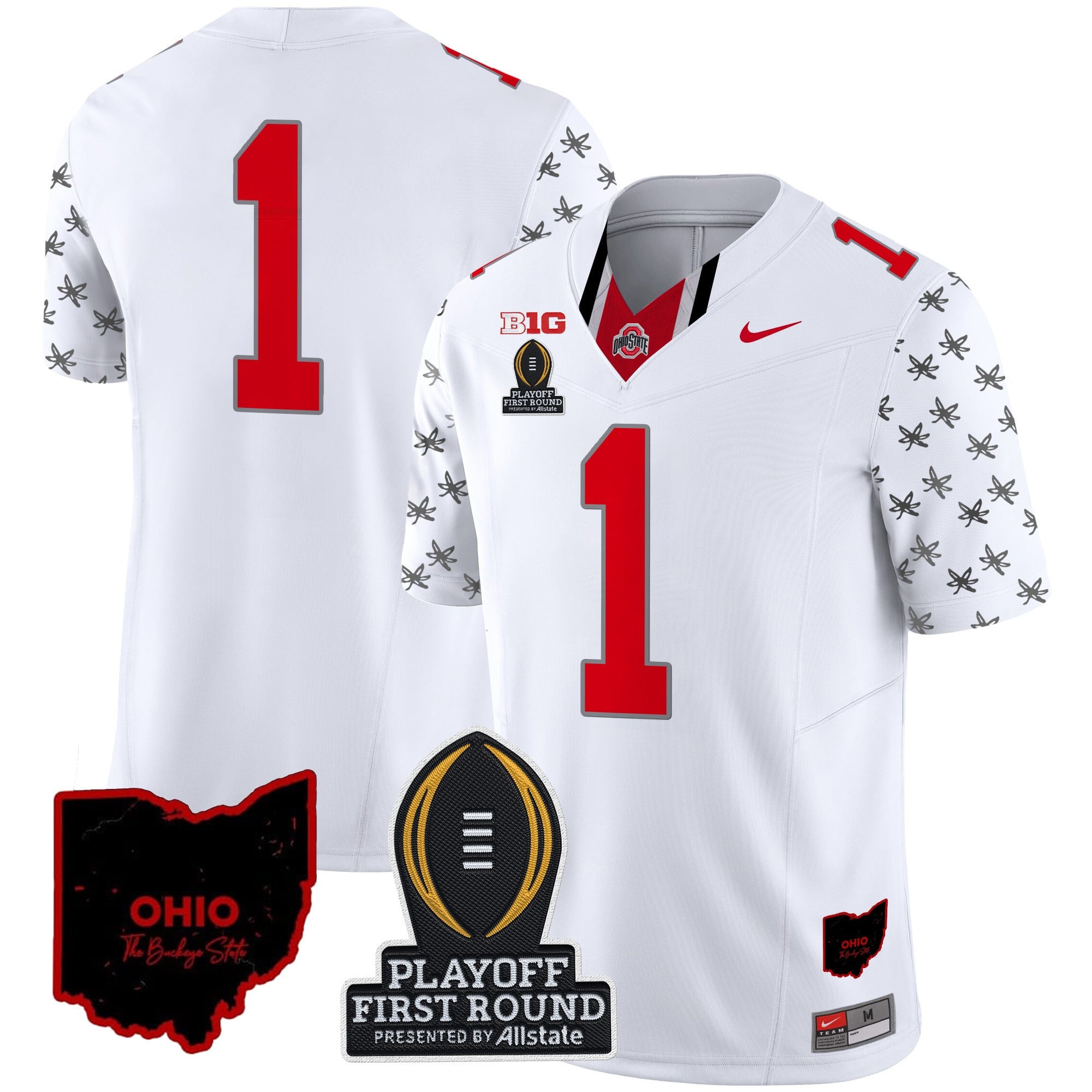 Men's Ohio State Buckeyes 2024 Playoff First Round Patch Vapor Limited Jersey - All Stitched