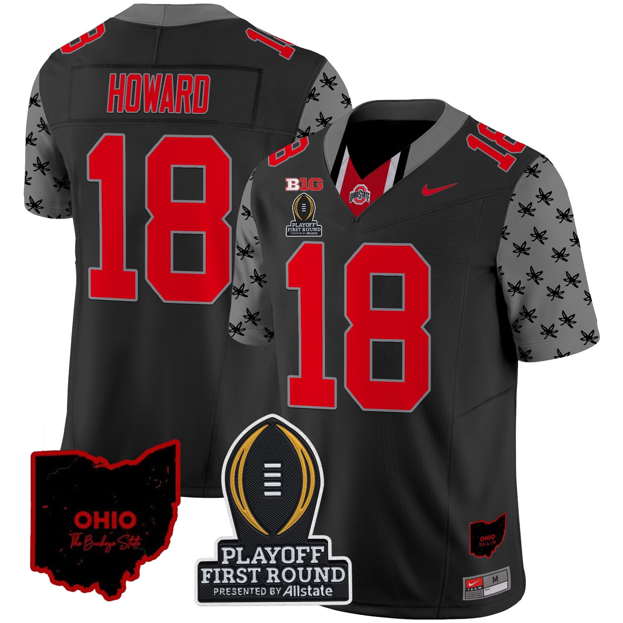 Men's Ohio State Buckeyes 2024 Playoff First Round Patch Vapor Limited Jersey - All Stitched