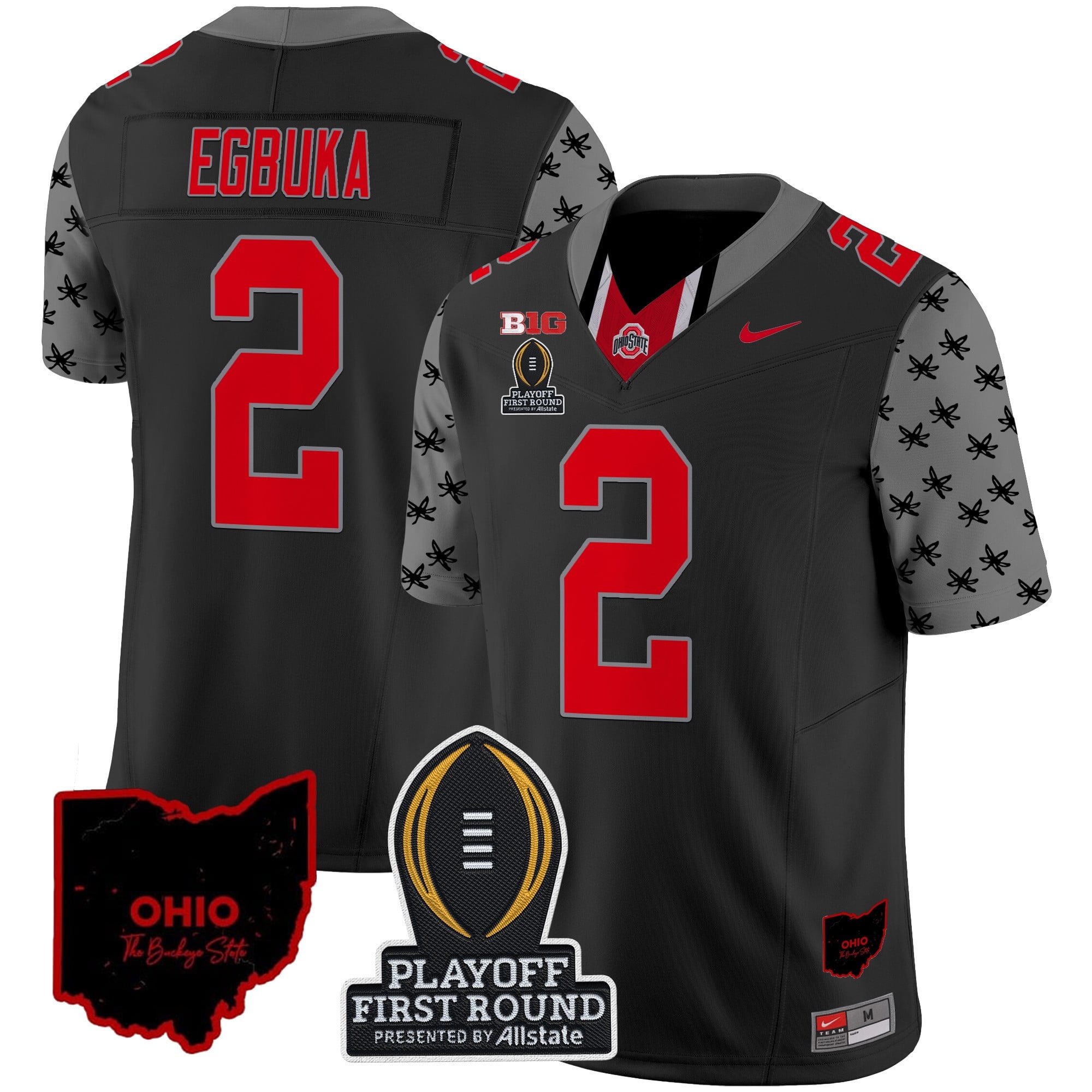 Men's Ohio State Buckeyes 2024 Playoff First Round Patch Vapor Limited Jersey - All Stitched