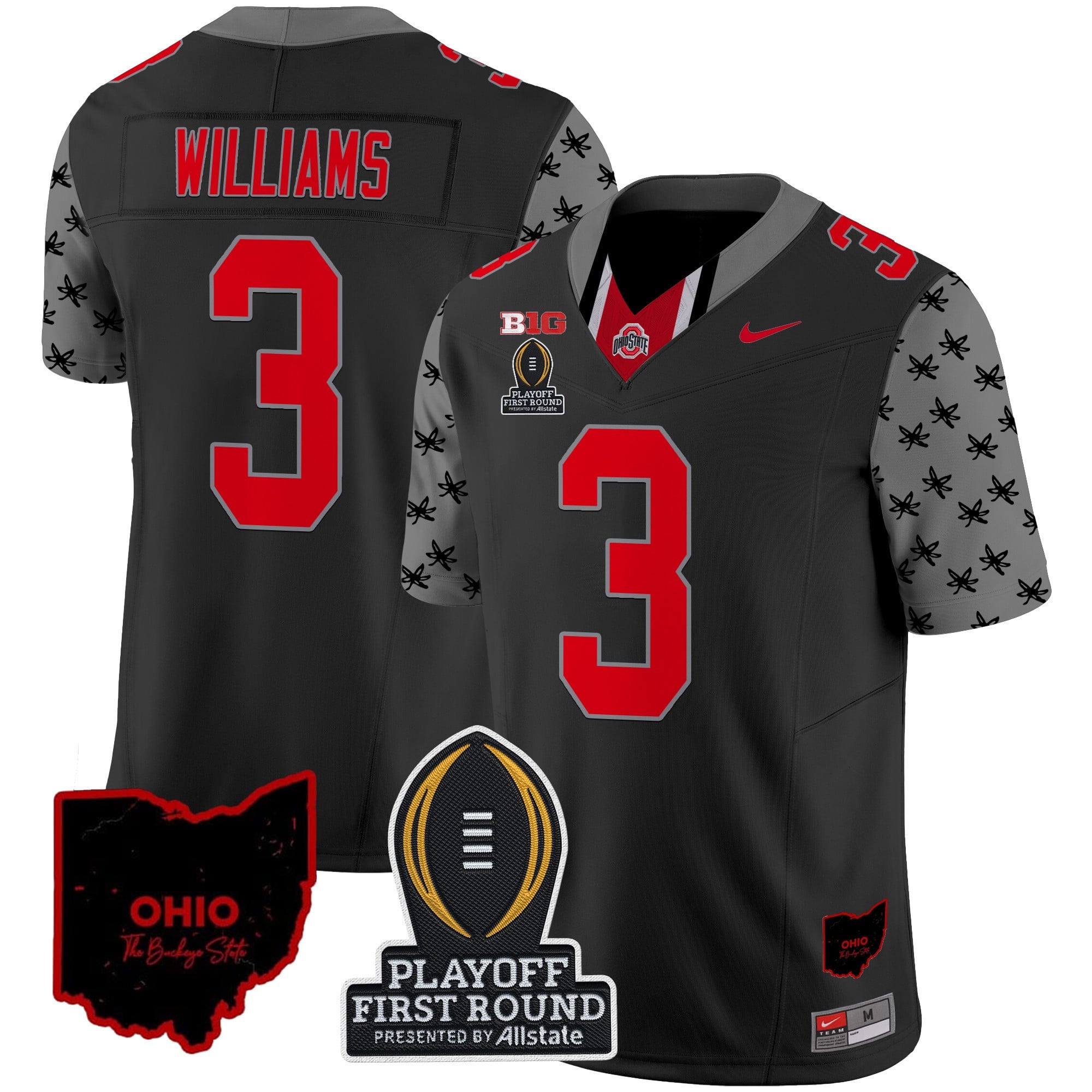 Men's Ohio State Buckeyes 2024 Playoff First Round Patch Vapor Limited Jersey - All Stitched