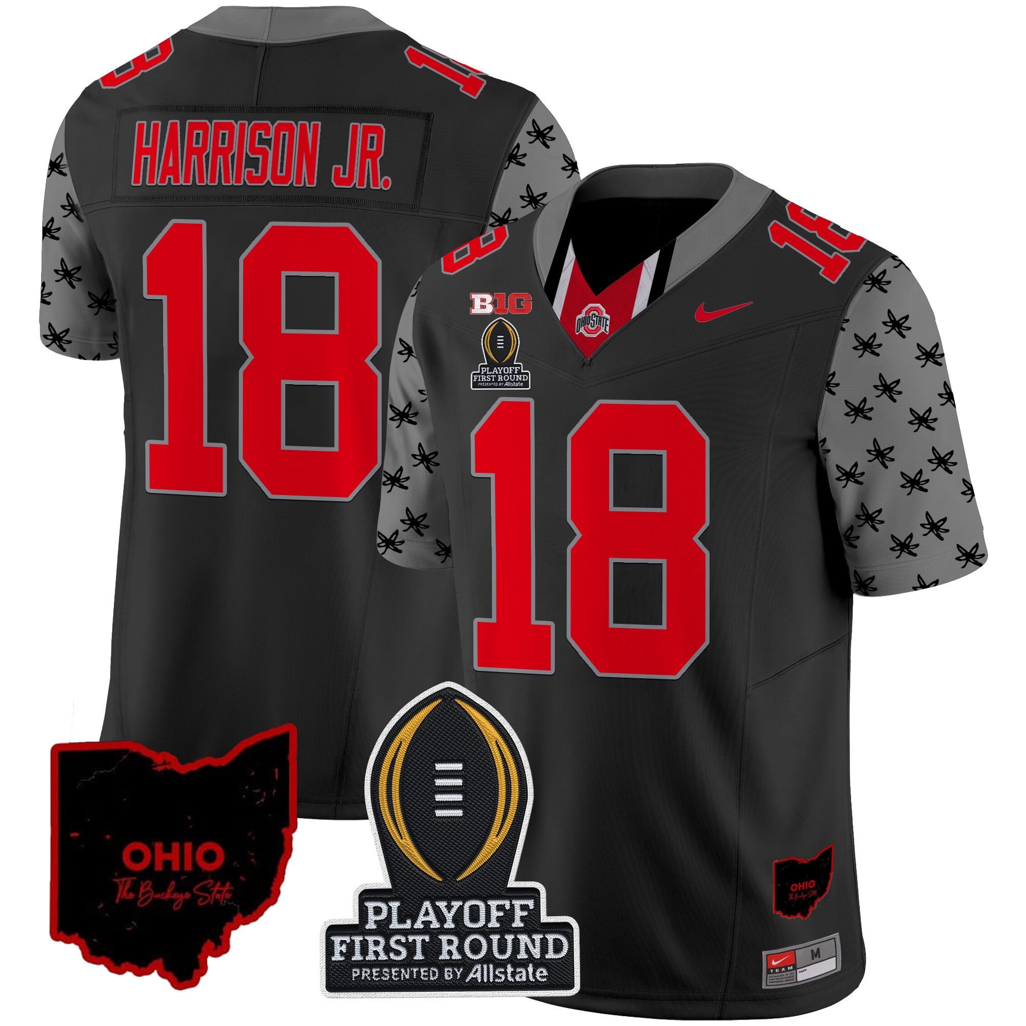 Men's Ohio State Buckeyes 2024 Playoff First Round Patch Vapor Limited Jersey - All Stitched