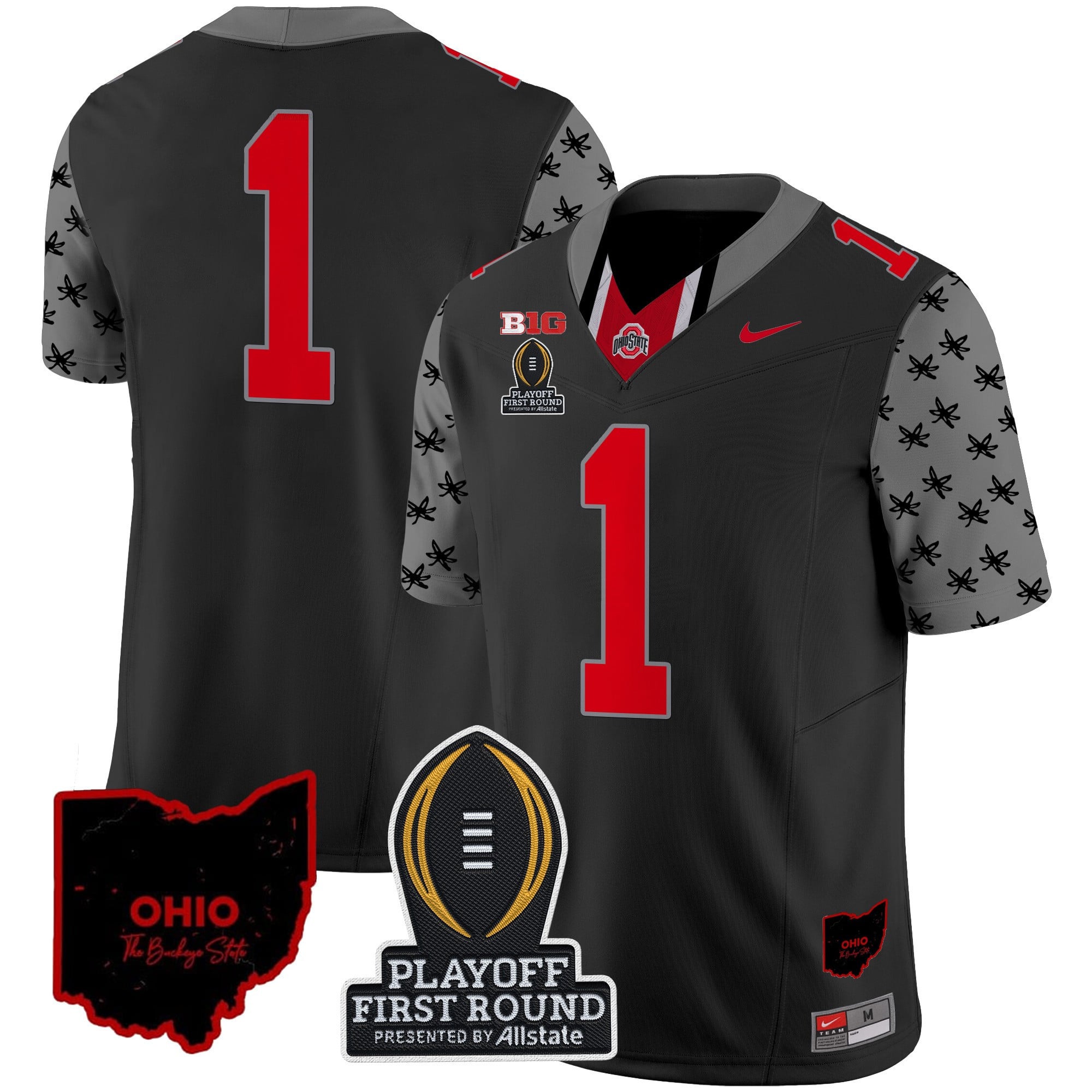 Men's Ohio State Buckeyes 2024 Playoff First Round Patch Vapor Limited Jersey - All Stitched