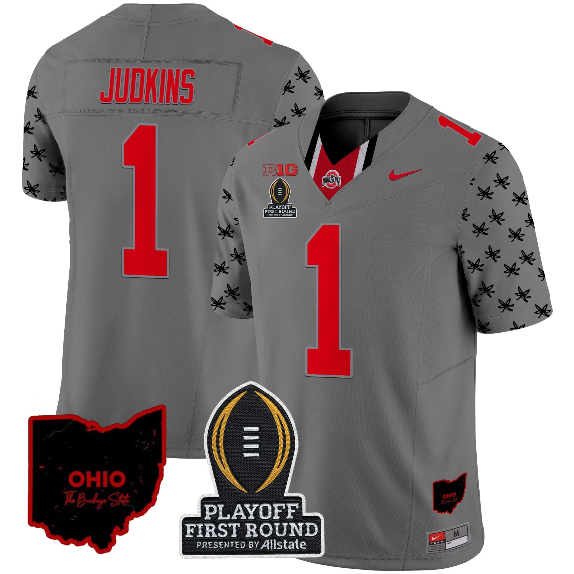 Men's Ohio State Buckeyes 2024 Playoff First Round Patch Vapor Limited Jersey - All Stitched
