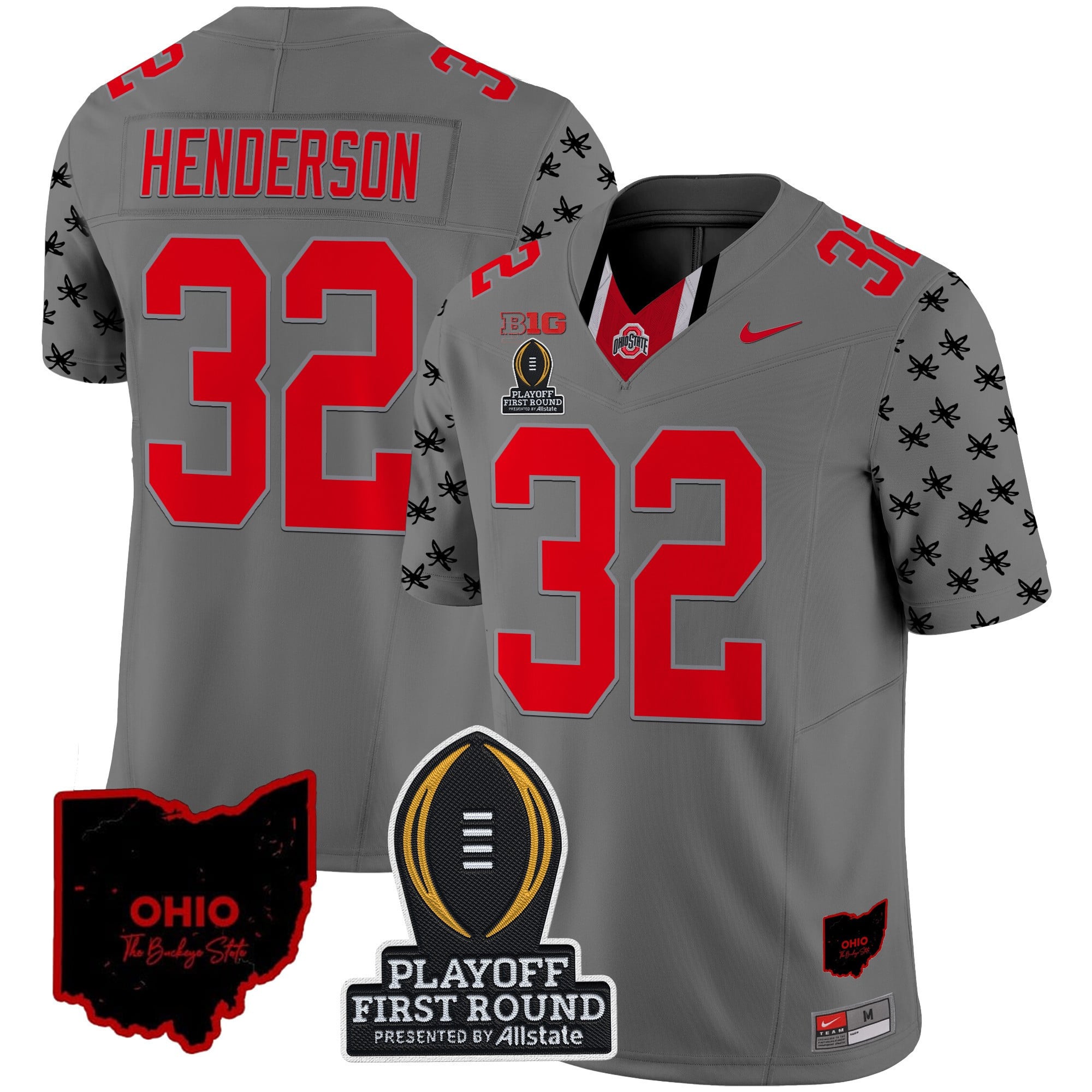 Men's Ohio State Buckeyes 2024 Playoff First Round Patch Vapor Limited Jersey - All Stitched