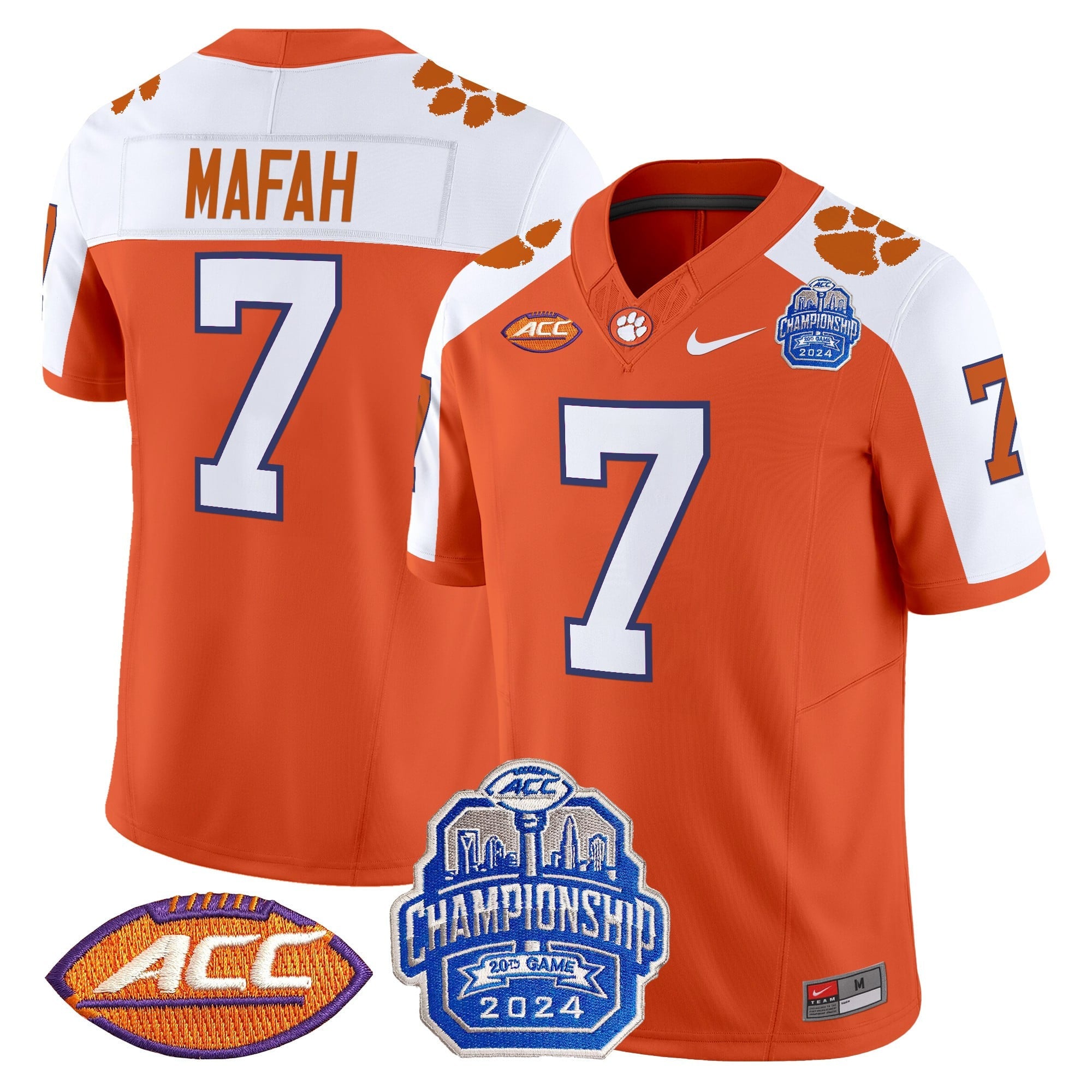 Men's Clemson Tigers 2024 ACC Championship Patch Vapor Limited Jersey - All Stitched