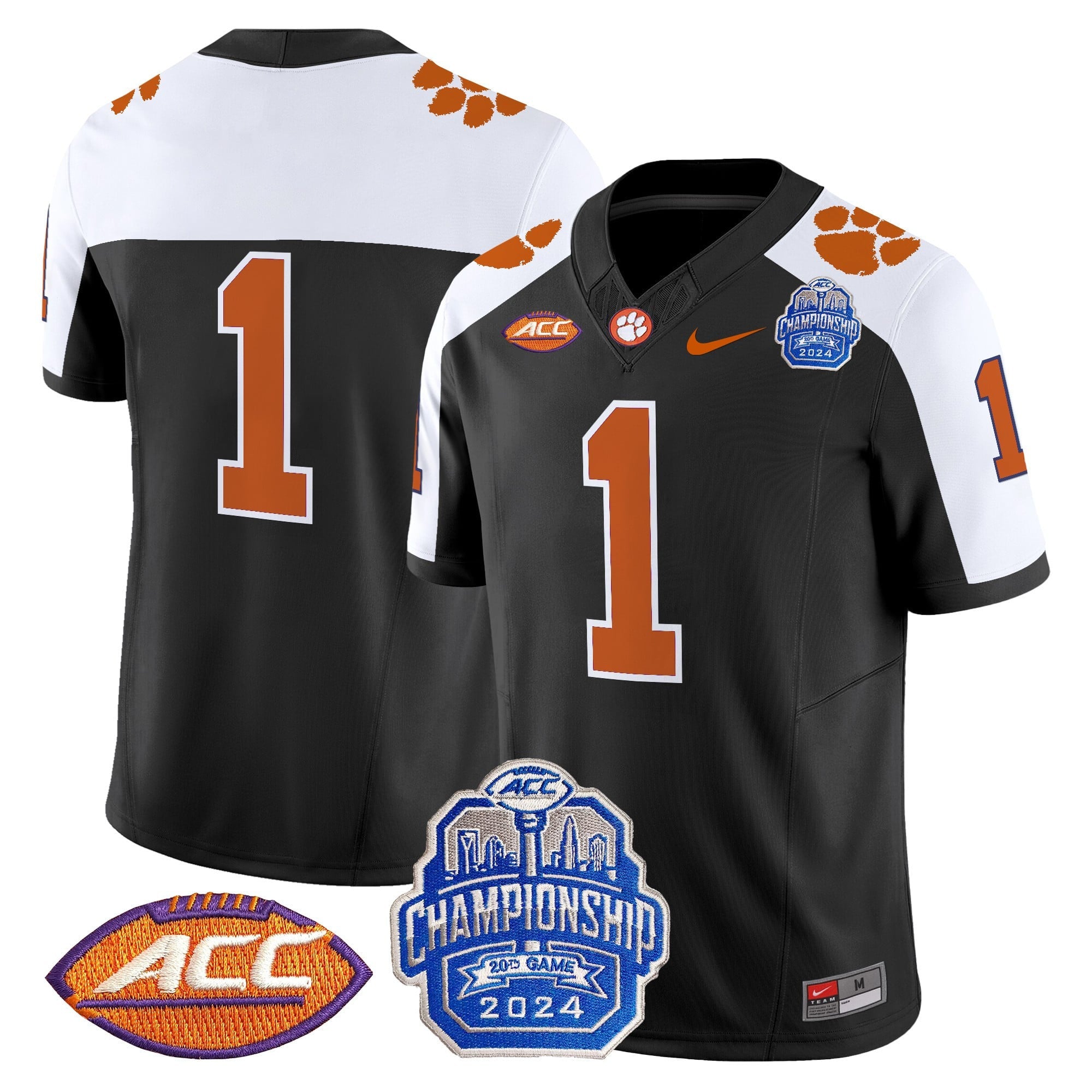 Men's Clemson Tigers 2024 ACC Championship Patch Vapor Limited Jersey - All Stitched