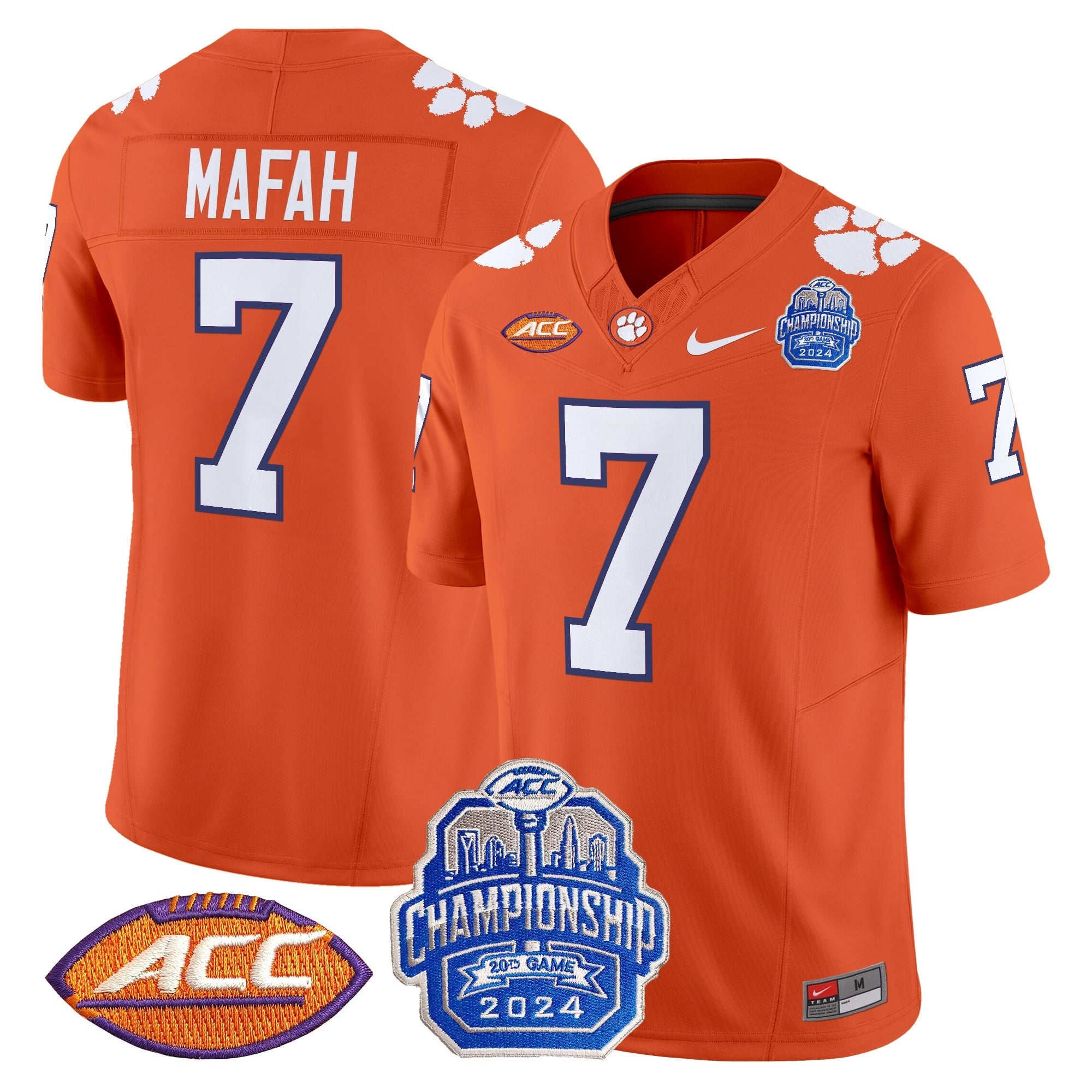 Men's Clemson Tigers 2024 ACC Championship Patch Vapor Limited Jersey - All Stitched