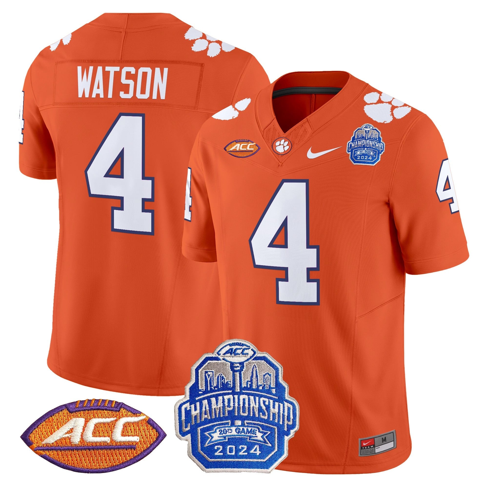 Men's Clemson Tigers 2024 ACC Championship Patch Vapor Limited Jersey - All Stitched