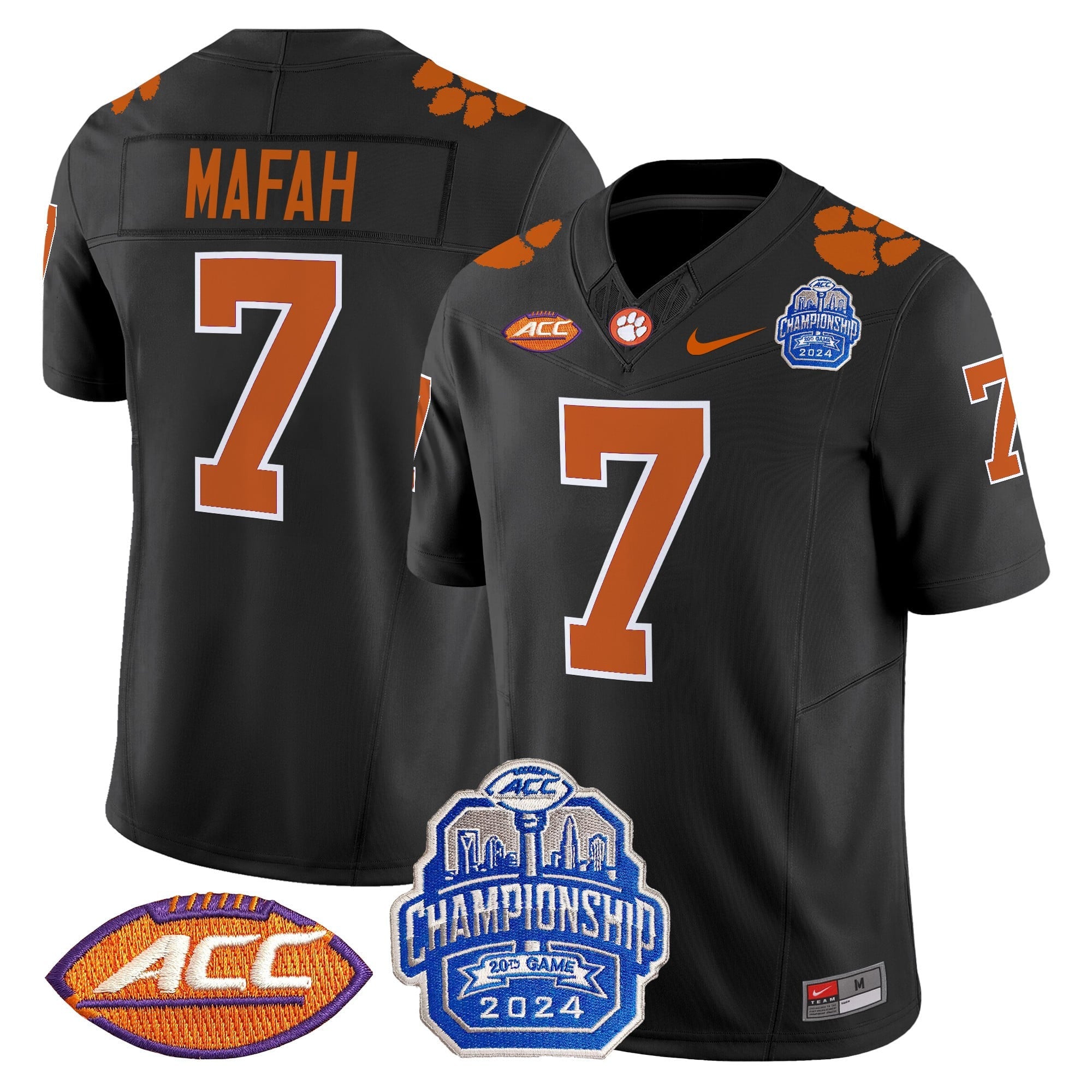 Men's Clemson Tigers 2024 ACC Championship Patch Vapor Limited Jersey - All Stitched