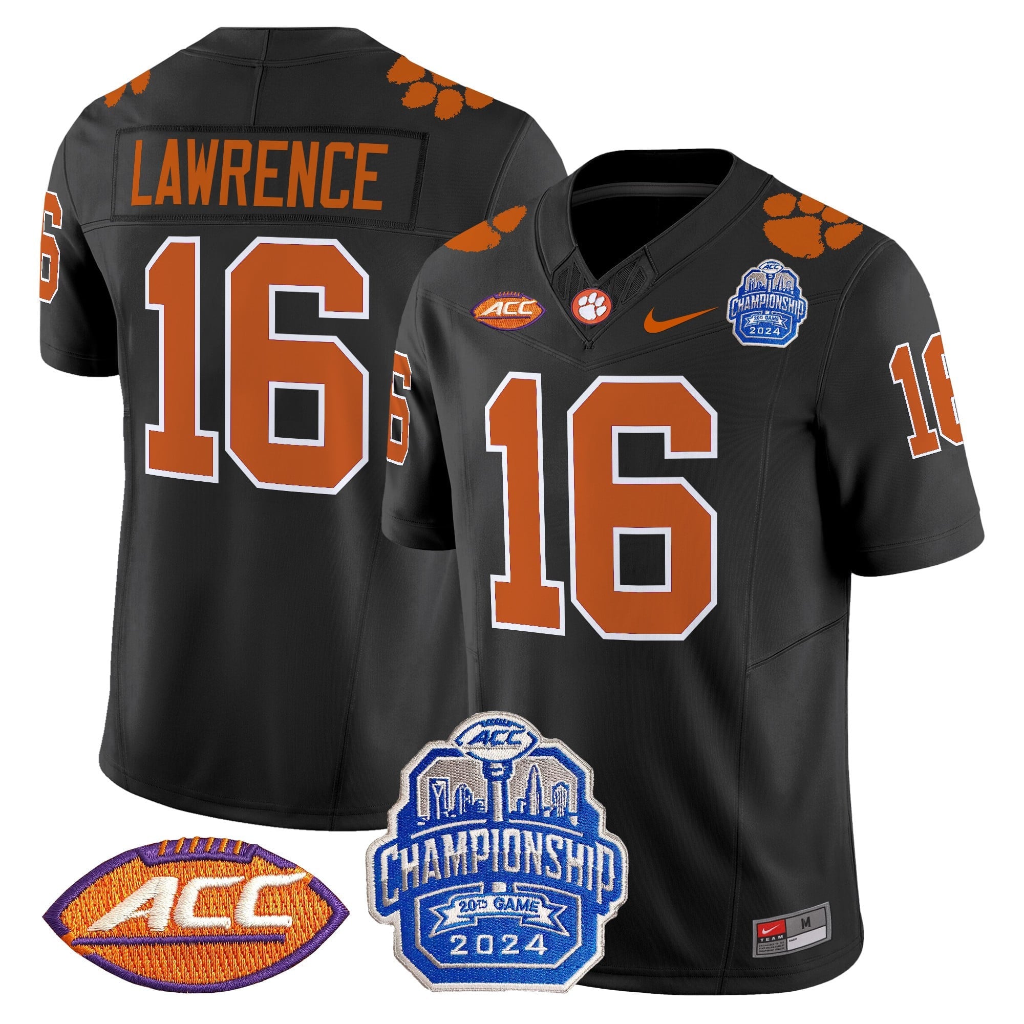 Men's Clemson Tigers 2024 ACC Championship Patch Vapor Limited Jersey - All Stitched