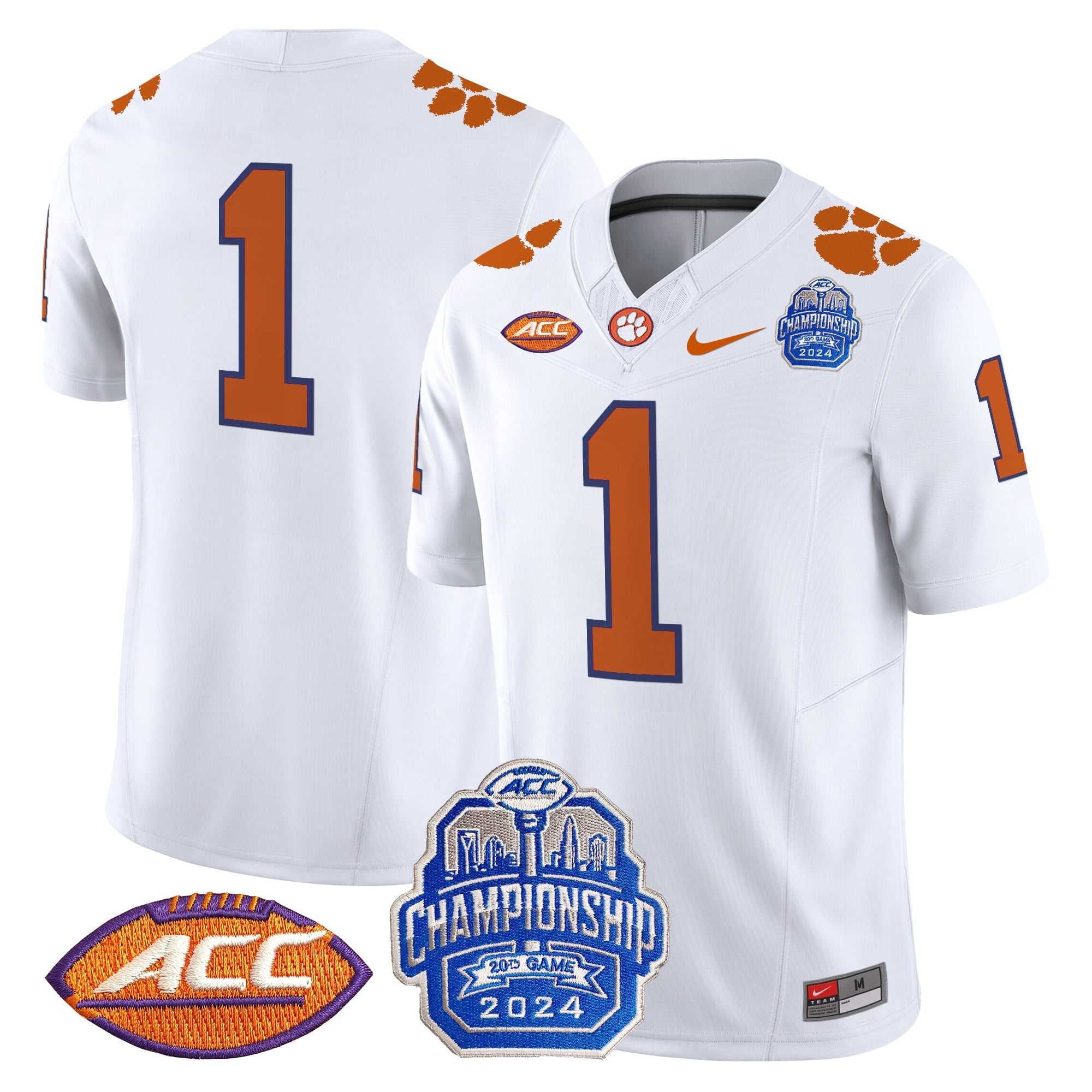 Men's Clemson Tigers 2024 ACC Championship Patch Vapor Limited Jersey - All Stitched