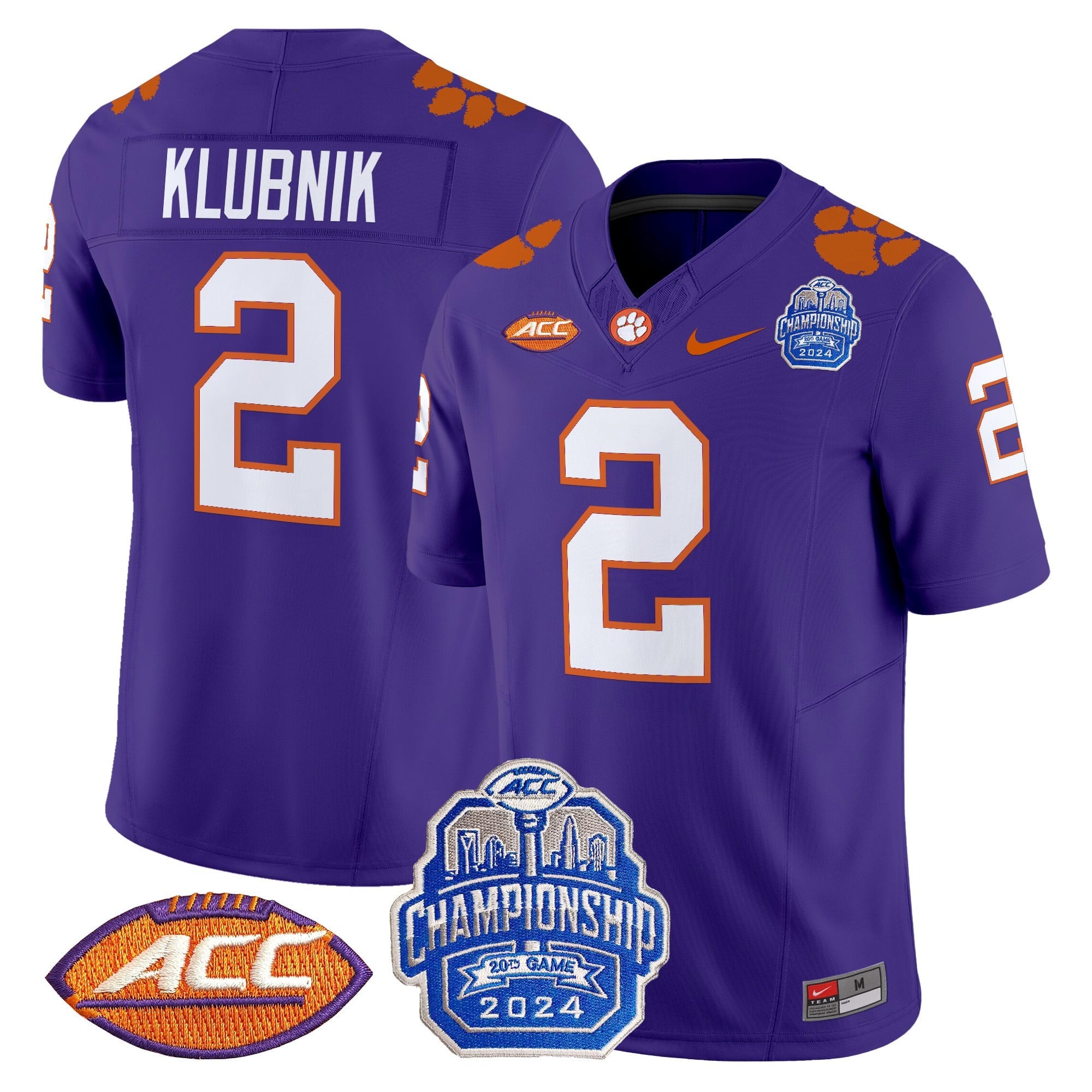Men's Clemson Tigers 2024 ACC Championship Patch Vapor Limited Jersey - All Stitched