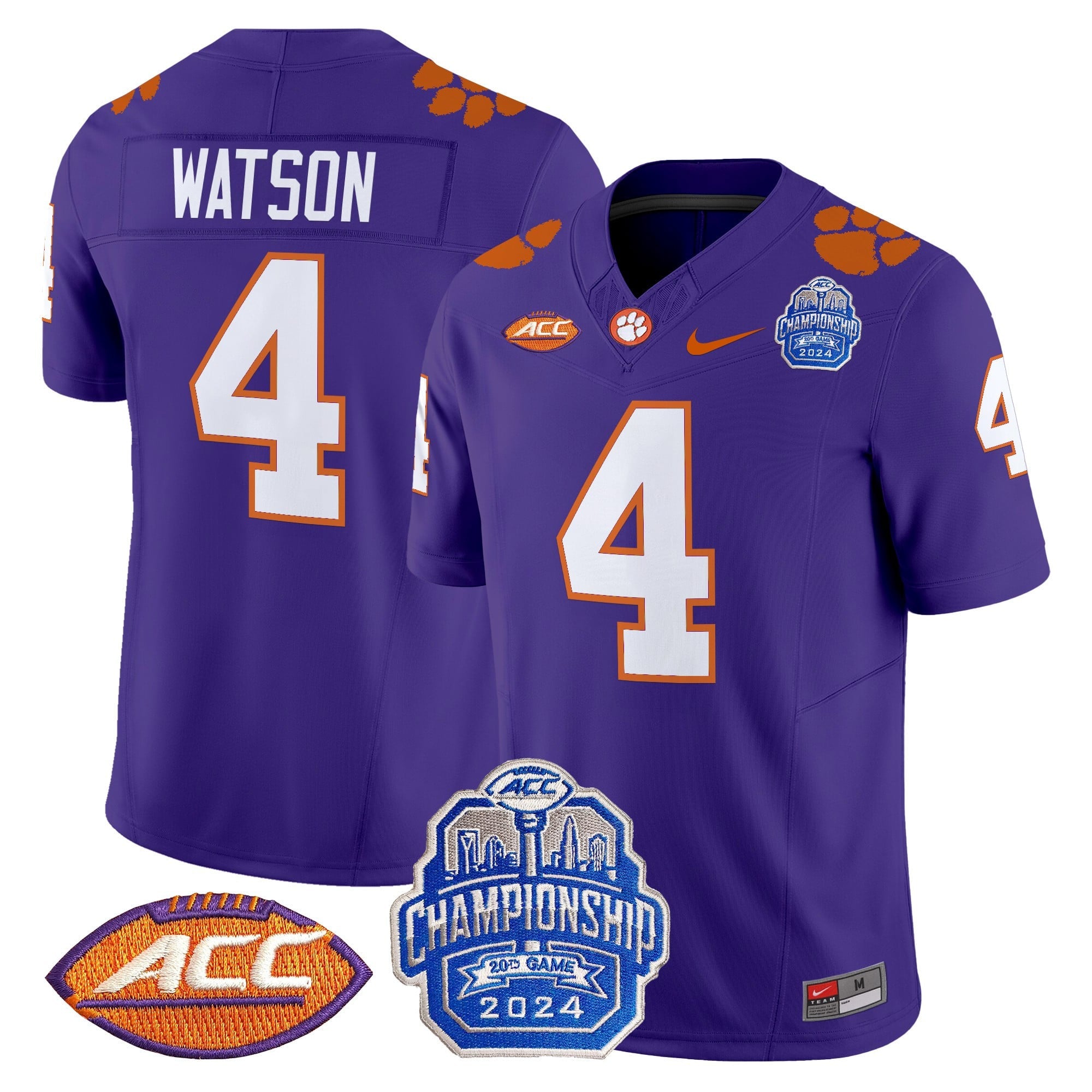 Men's Clemson Tigers 2024 ACC Championship Patch Vapor Limited Jersey - All Stitched