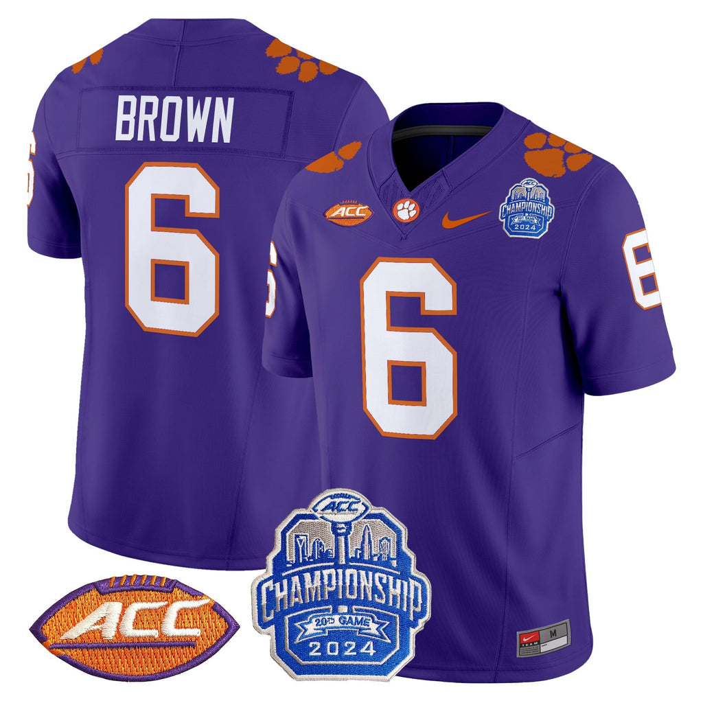 Men's Clemson Tigers 2024 ACC Championship Patch Vapor Limited Jersey - All Stitched