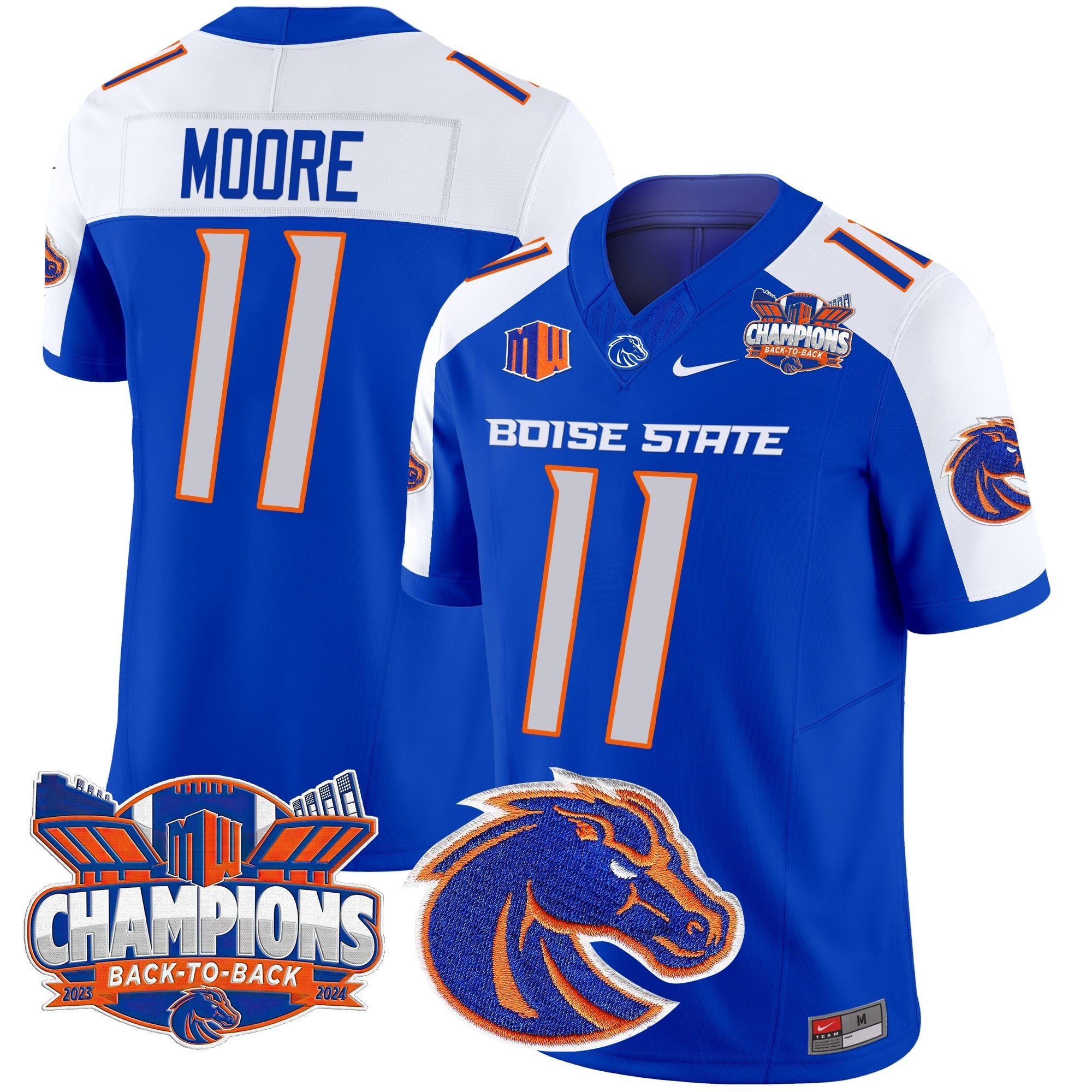 Men's Boise State Broncos 2024 Back To Back Champions Vapor Limited Jersey - All Stitched