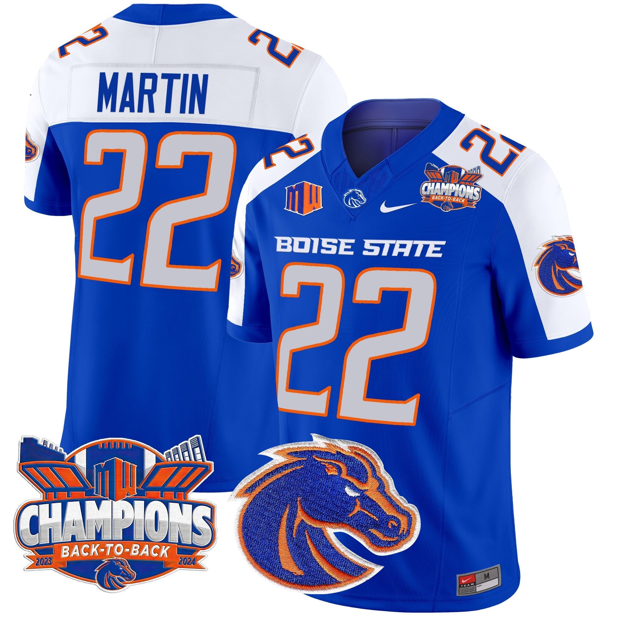 Men's Boise State Broncos 2024 Back To Back Champions Vapor Limited Jersey - All Stitched