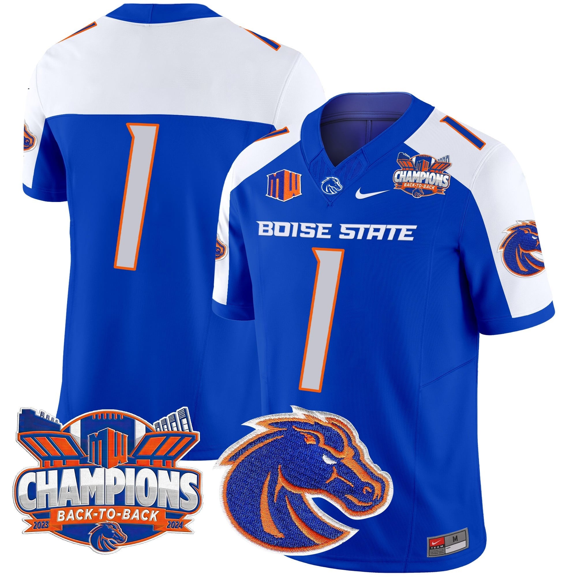 Men's Boise State Broncos 2024 Back To Back Champions Vapor Limited Jersey - All Stitched