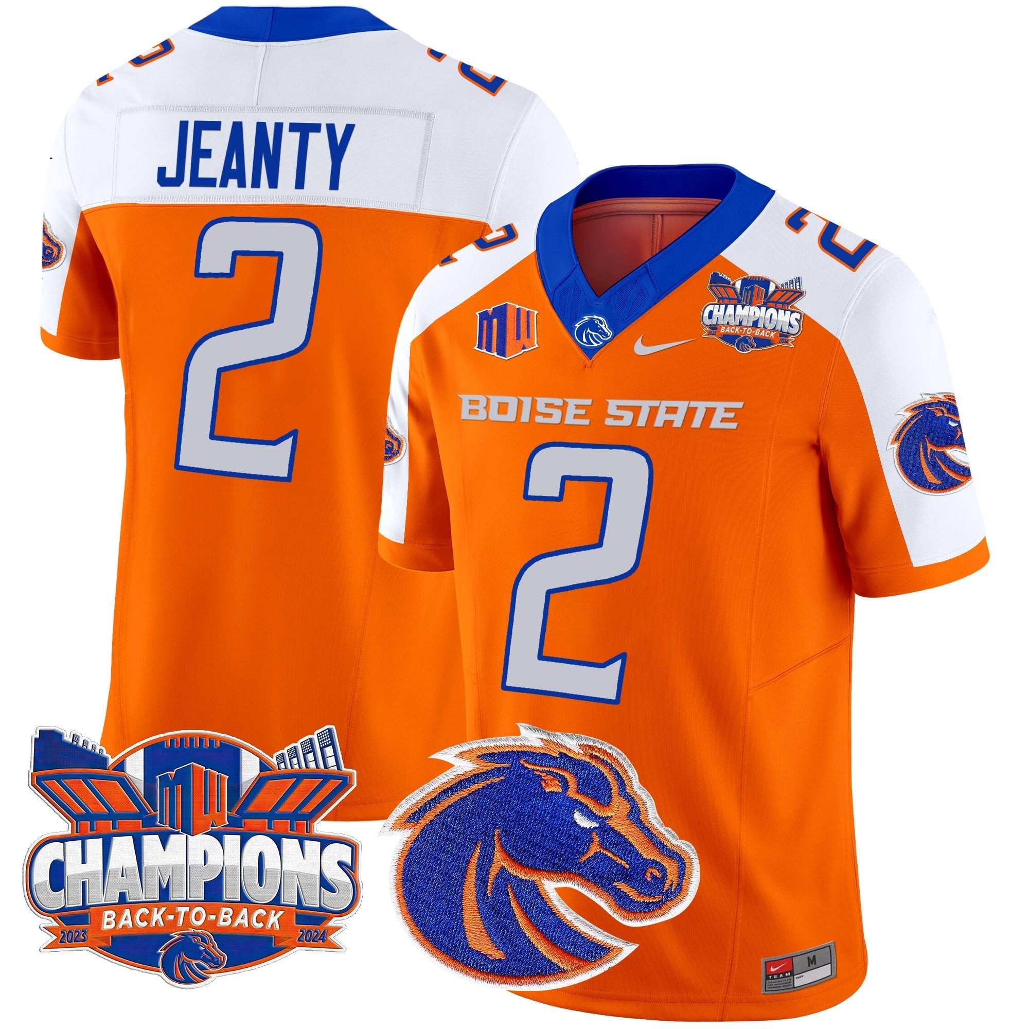 Men's Boise State Broncos 2024 Back To Back Champions Vapor Limited Jersey - All Stitched
