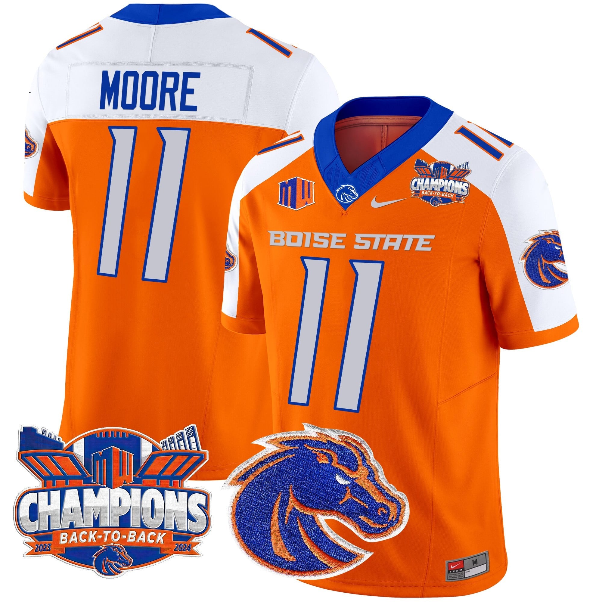 Men's Boise State Broncos 2024 Back To Back Champions Vapor Limited Jersey - All Stitched